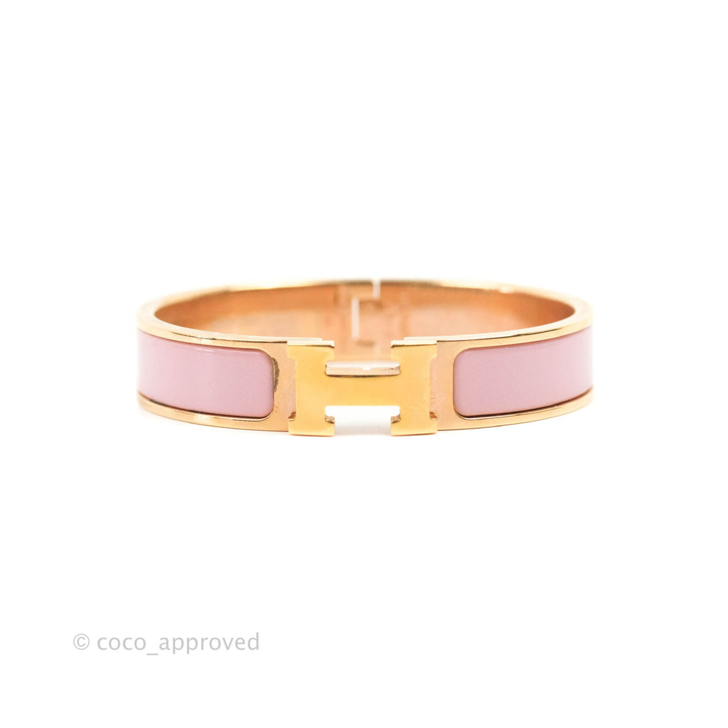 Hermès Clic H Bracelet Pink Nacarat Rose Gold PM