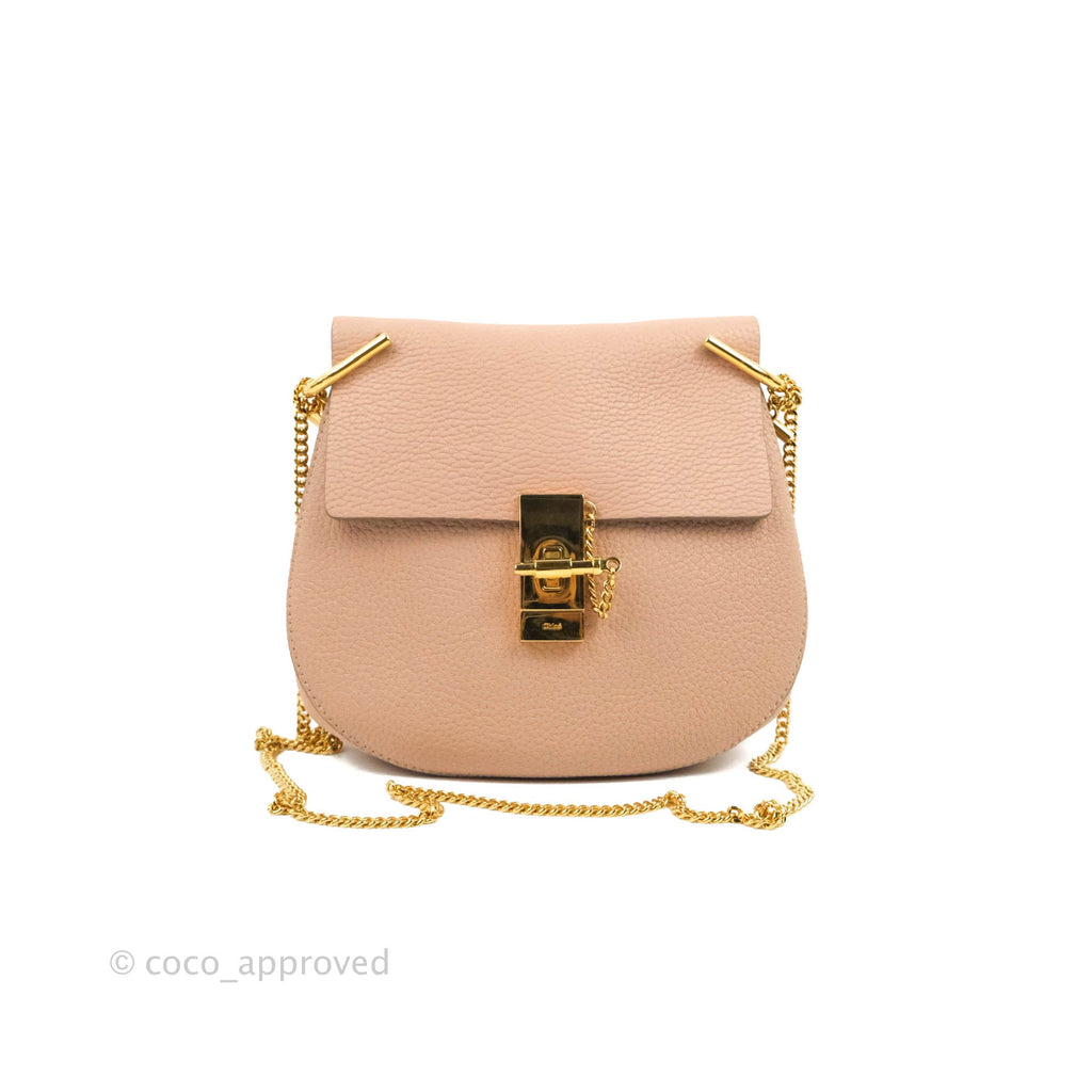 Chloe Drew Crossbody Bag Pink Grained Leather