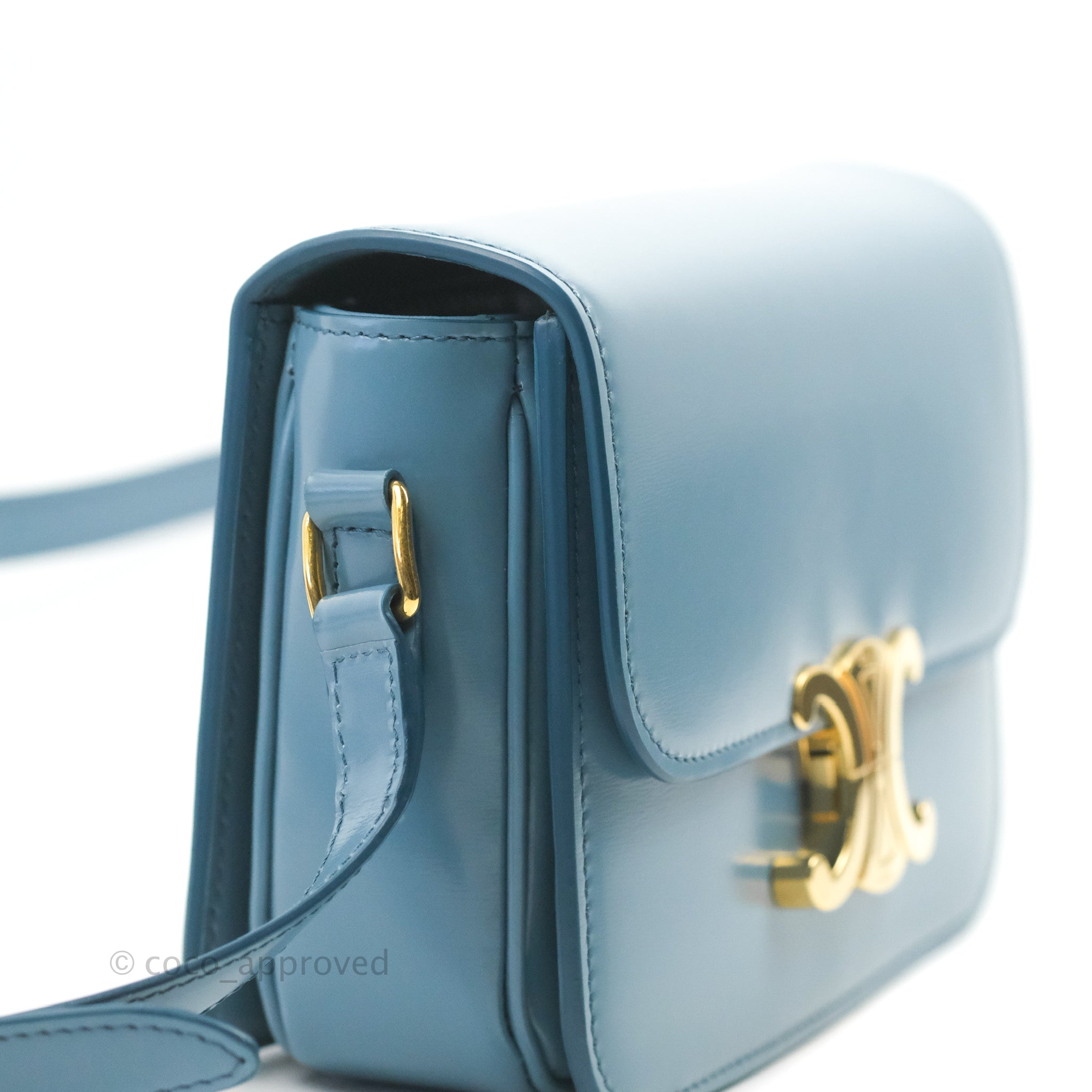 Celine - Teen Triomphe Bag in Shiny Calfskin Leather - Blue - for Women