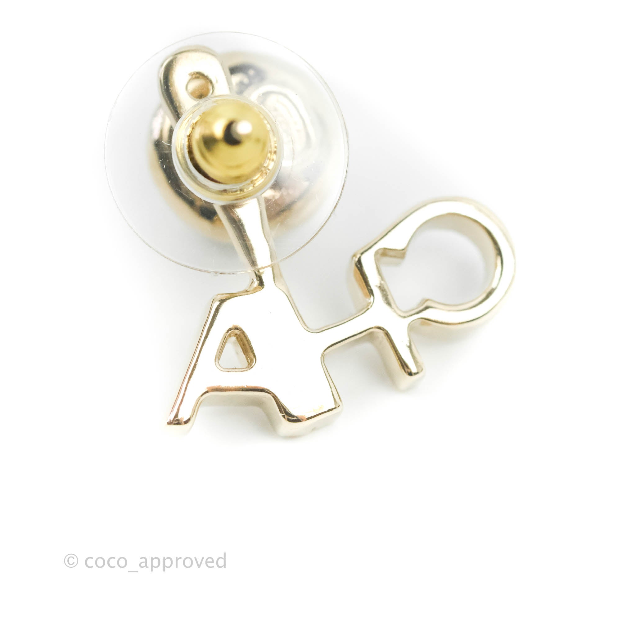 Chanel CHA NEL Crystal Logo Earrings Golden Metal ref.159658
