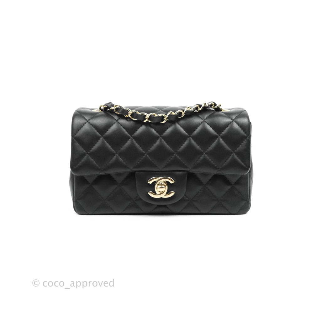 Chanel Quilted Mini Rectangular Flap Black Lambskin Gold HardwareChanel Quilted Mini Rectangular Flap Black Lambskin Gold Hardware