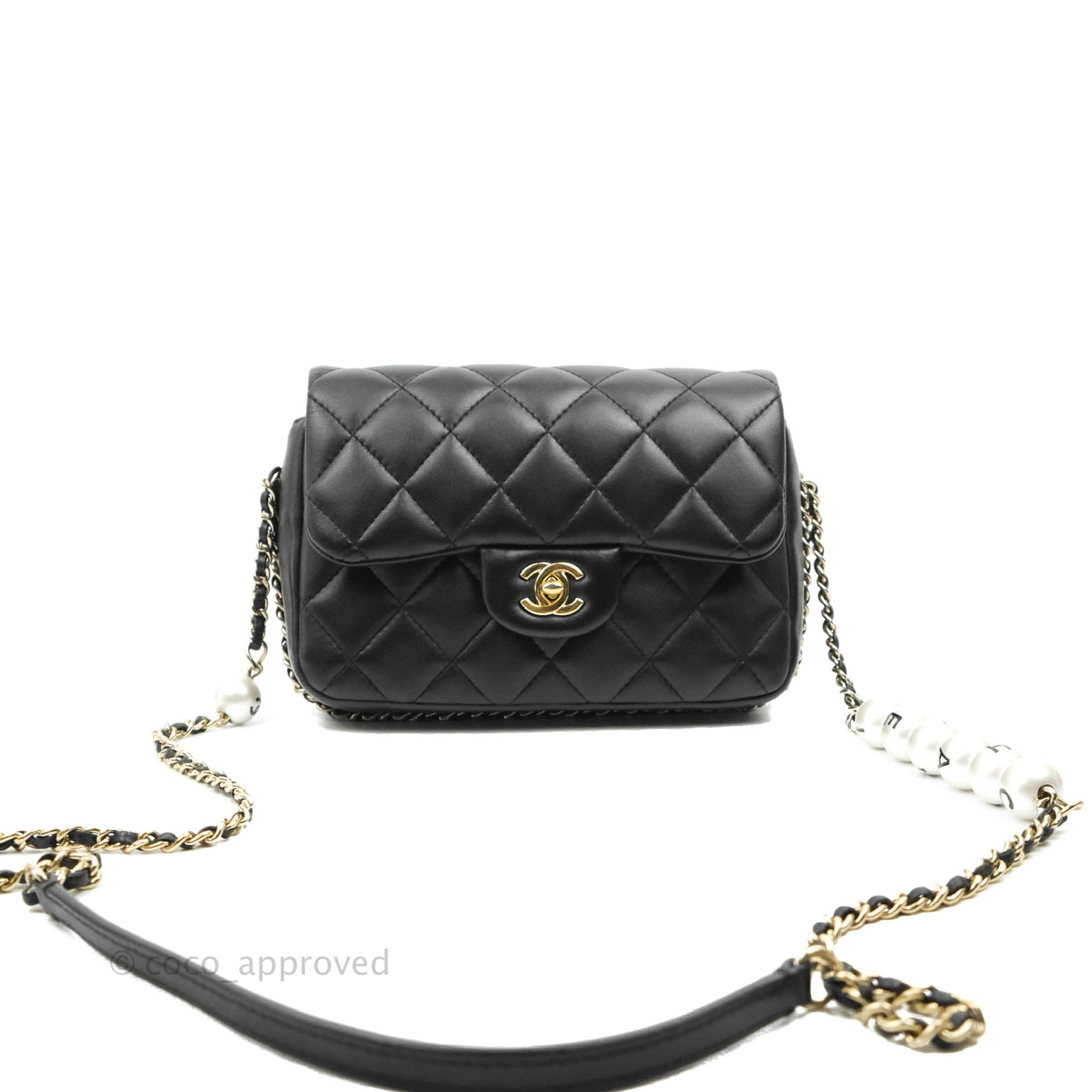 Chanel Lambskin Pearl Flap Bag Black - Luxury In Reach