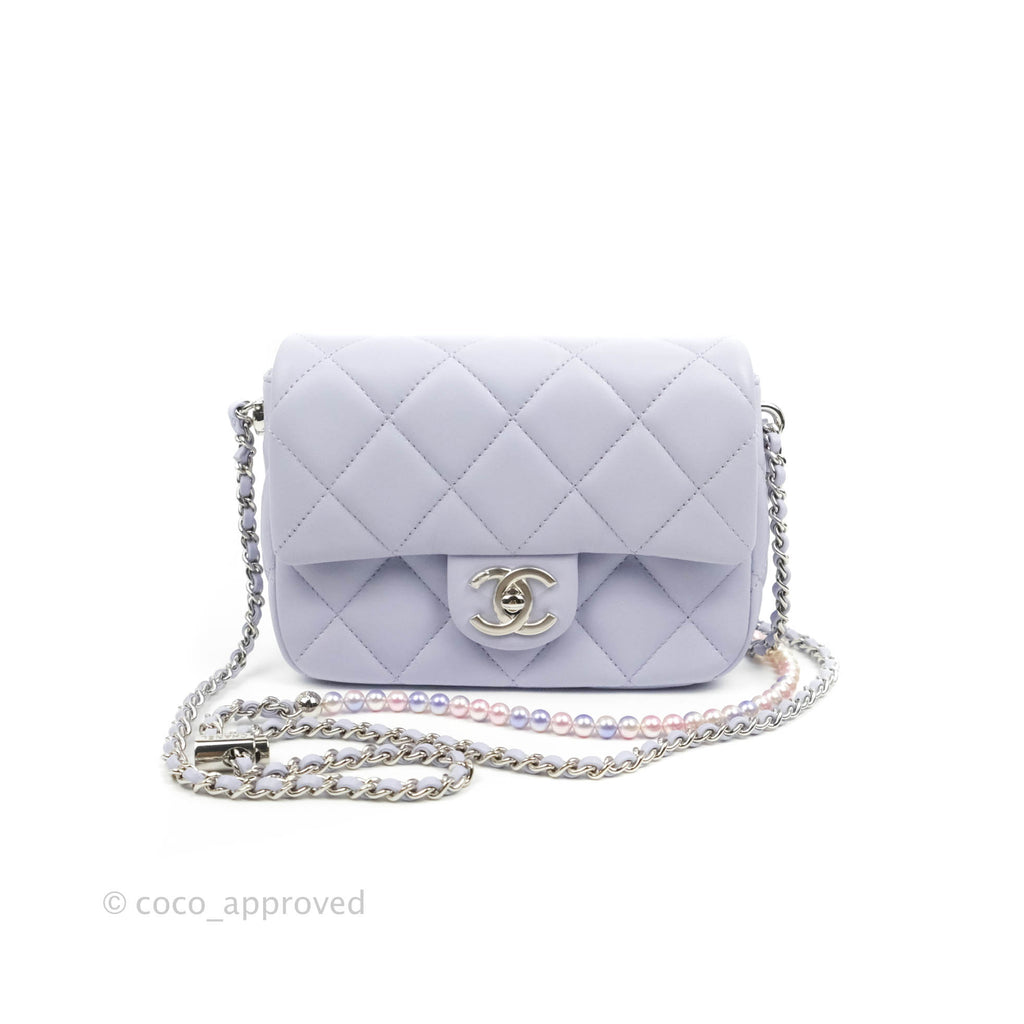 Chanel Quilted My Perfect Mini With Pearl Lilac Lambskin Silver Hardware