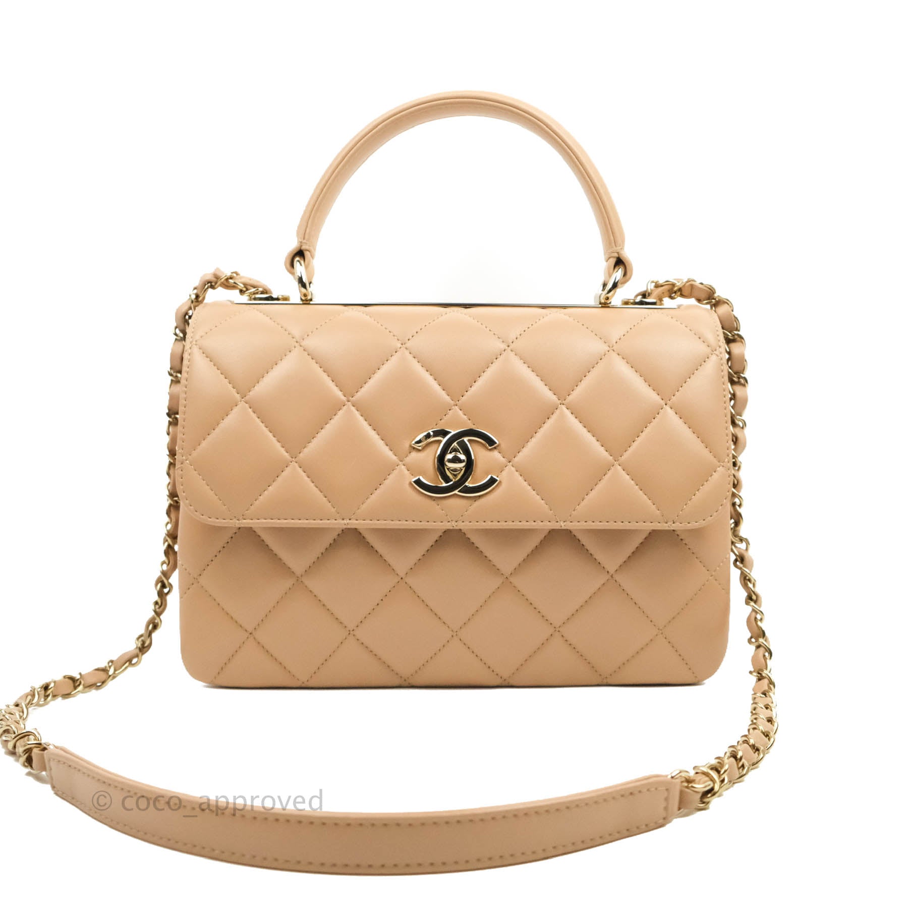 Chanel Trendy CC Small Beige Lambskin Gold Hardware 22S – Coco Approved  Studio