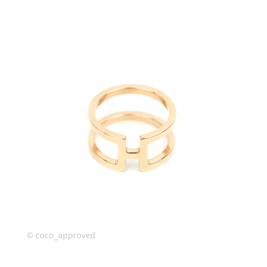 Hermès H en Rond Scarf Ring Brass in Rose Gold Tone