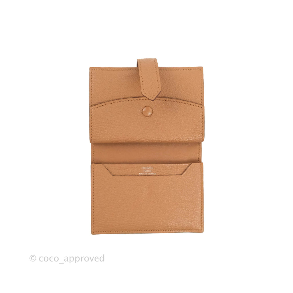 Hermes Bearn Mini Wallet Quebracho Chevre Mysore Palladium Hardware