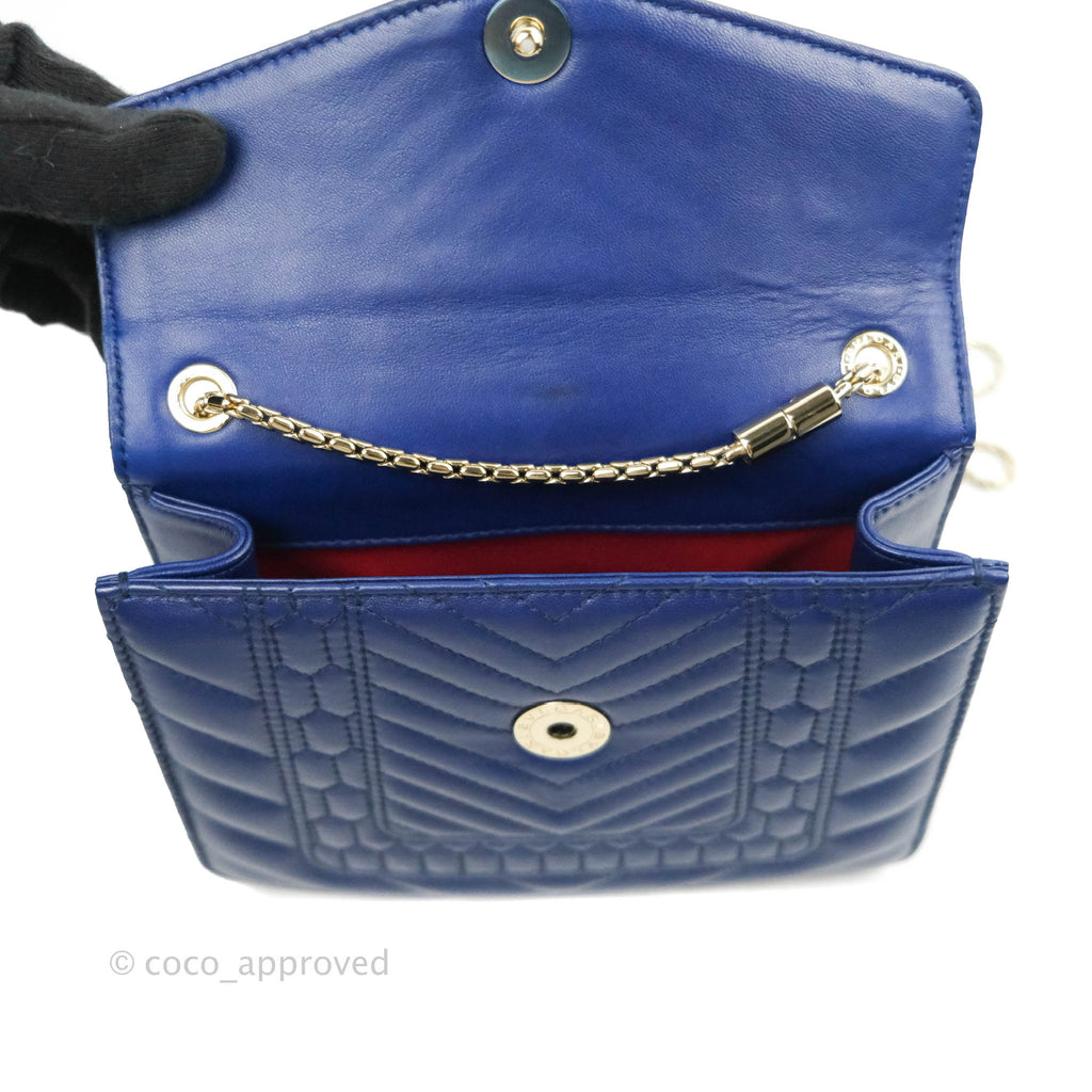 Bvlgari Small Quilted Scaglie Serpenti Forever Shoulder Bag in Blue