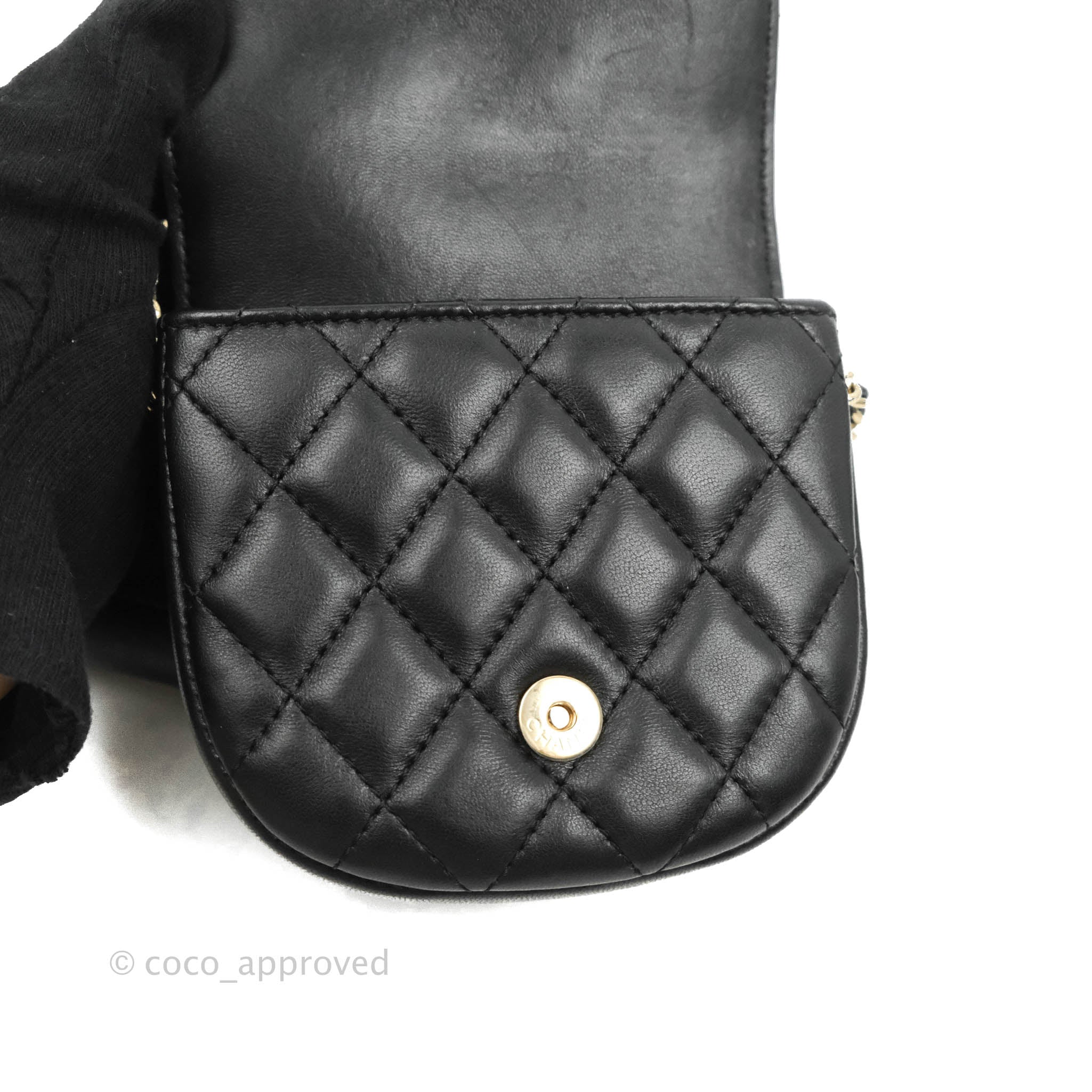 Chanel Side Packs Crossbody Bag Quilted Lambskin Small Black 1073021