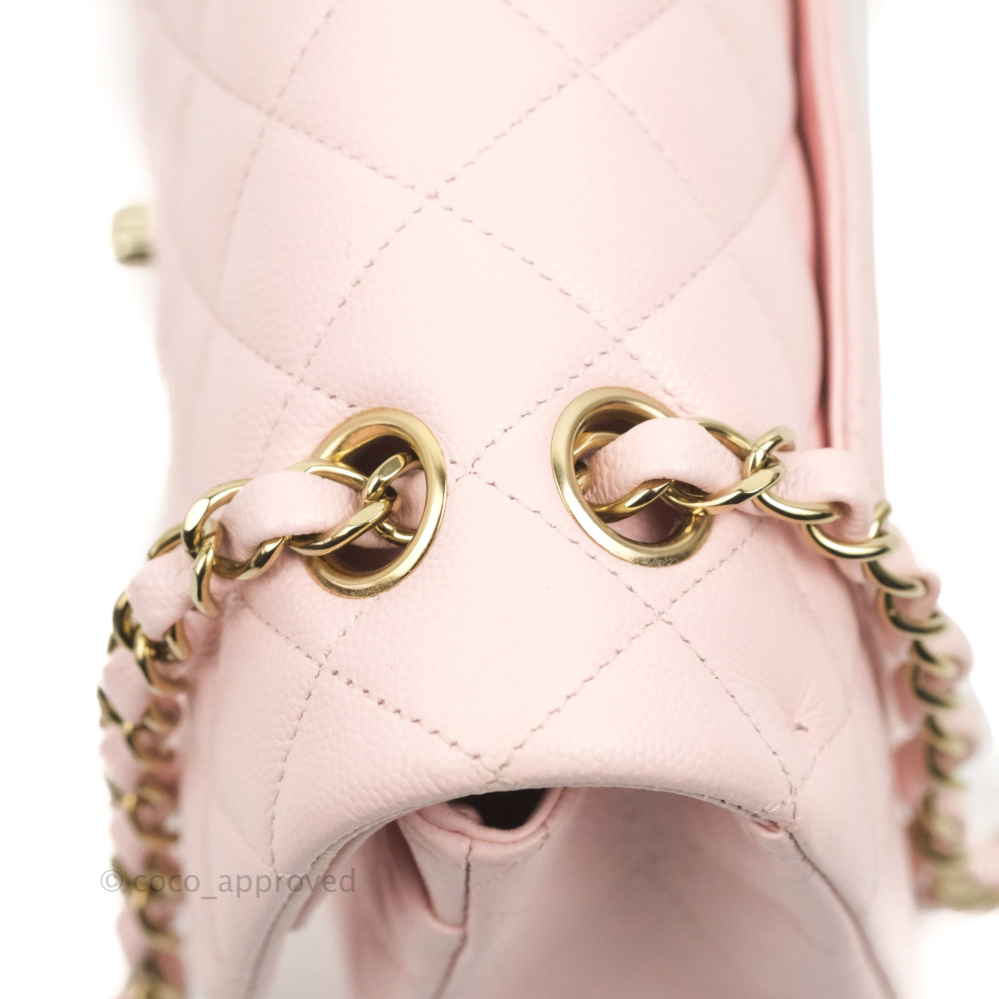 Chanel Pink Quilted Caviar Small Classic Double Flap Bag Gold
