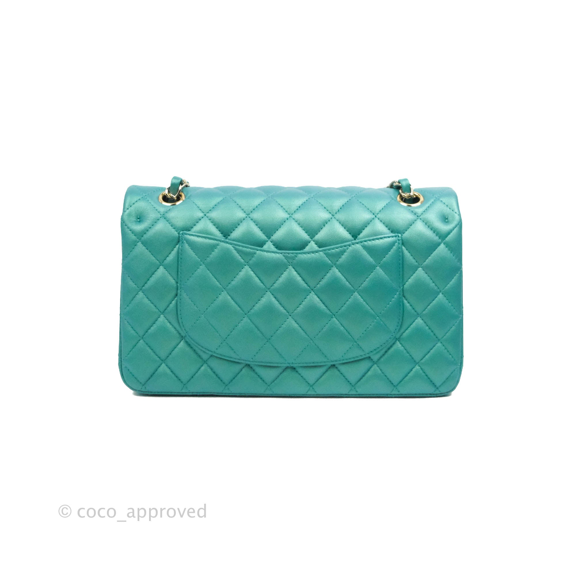 Chanel Turquoise Medium Classic Double Flap Lambskin Handbag