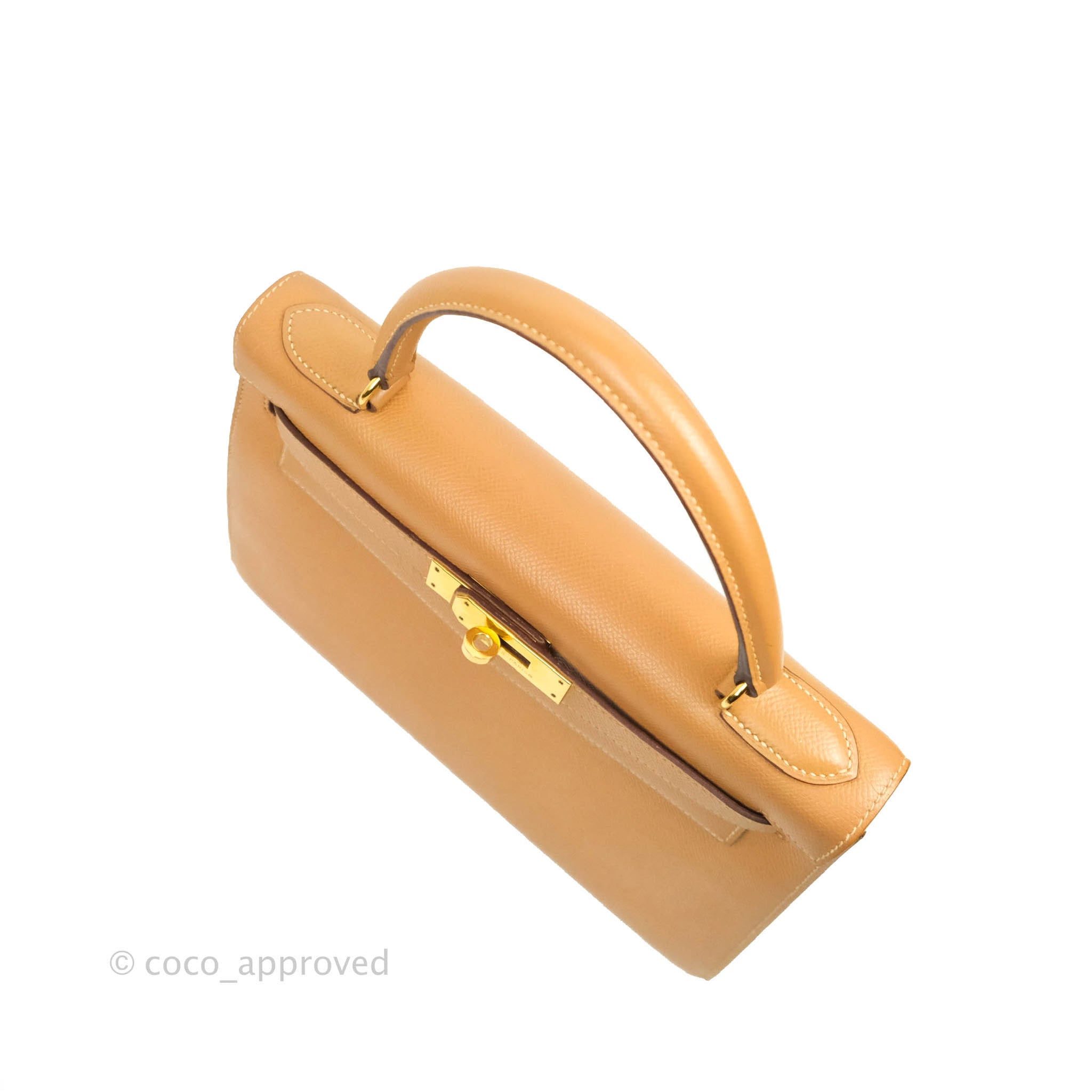 Hermès Vintage Kelly 28 Gold Natural Courchevel Sellier Gold