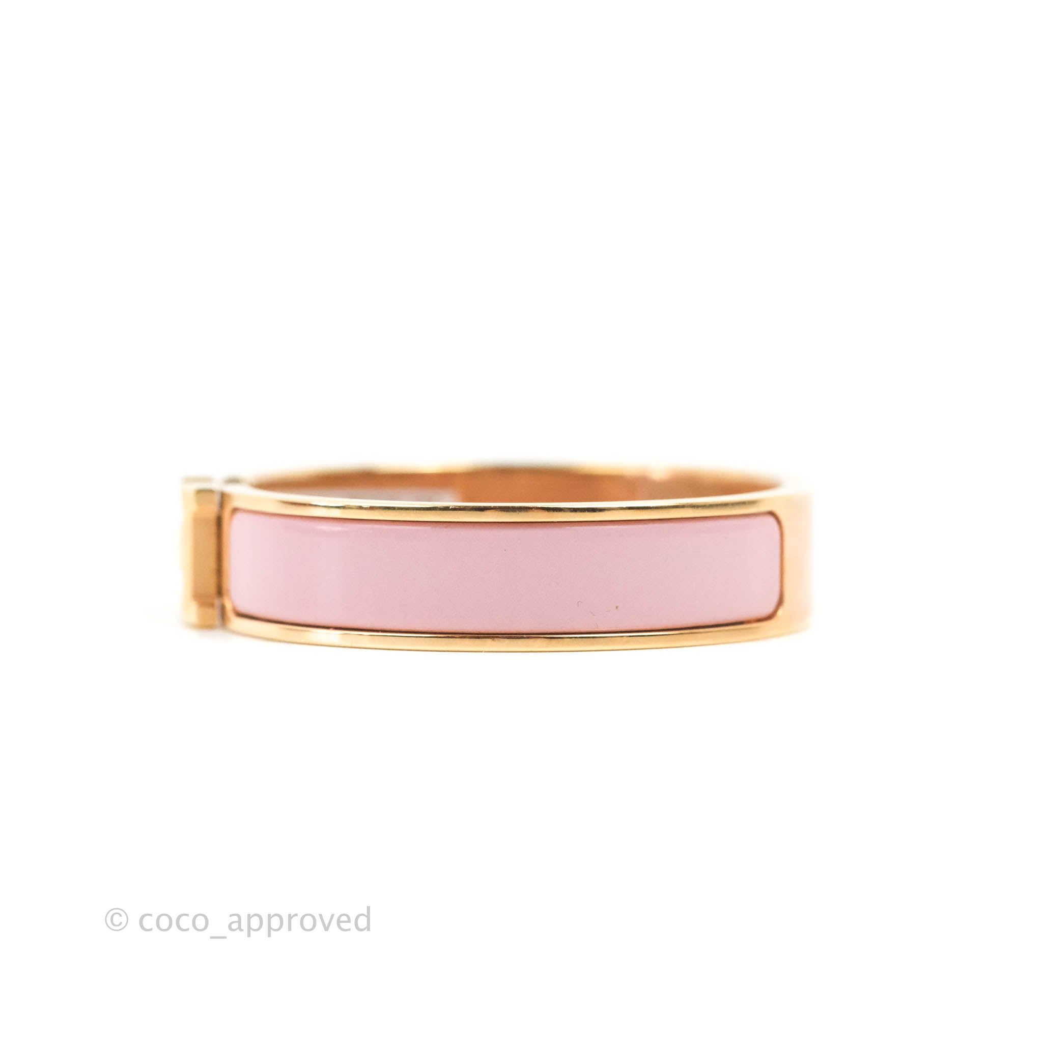 100%AUTH Hermes Wide Clic Clac H Bracelet Rose Nacarat Rose Gold HDW Size  PM