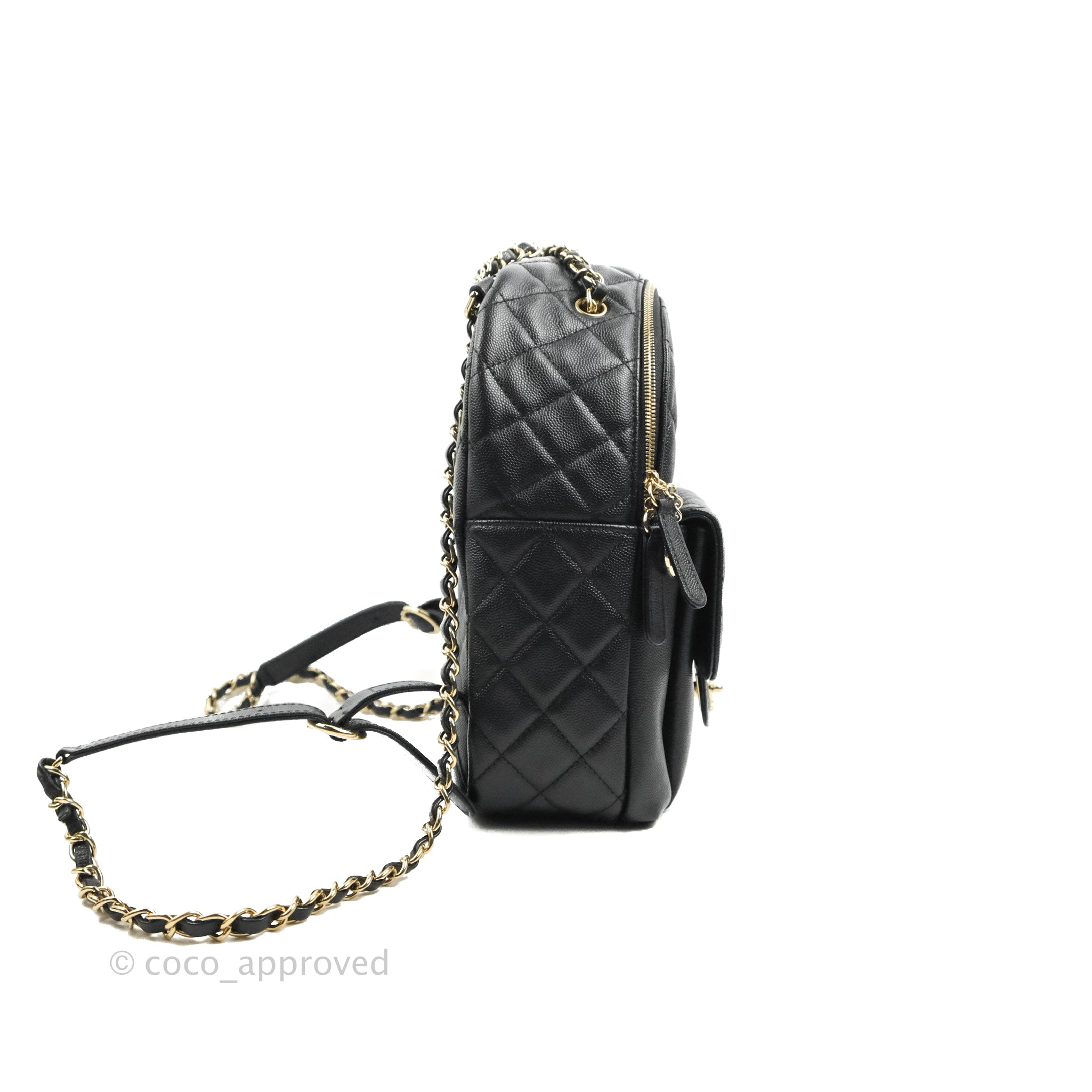 Chanel Large Backpack Black Caviar Light Gold Hardware in 2023