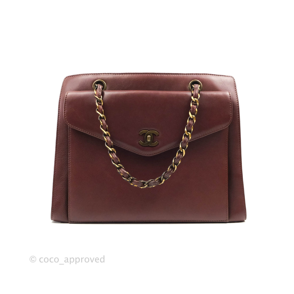 Chanel Vintage Burgundy Calfskin Tote Bag