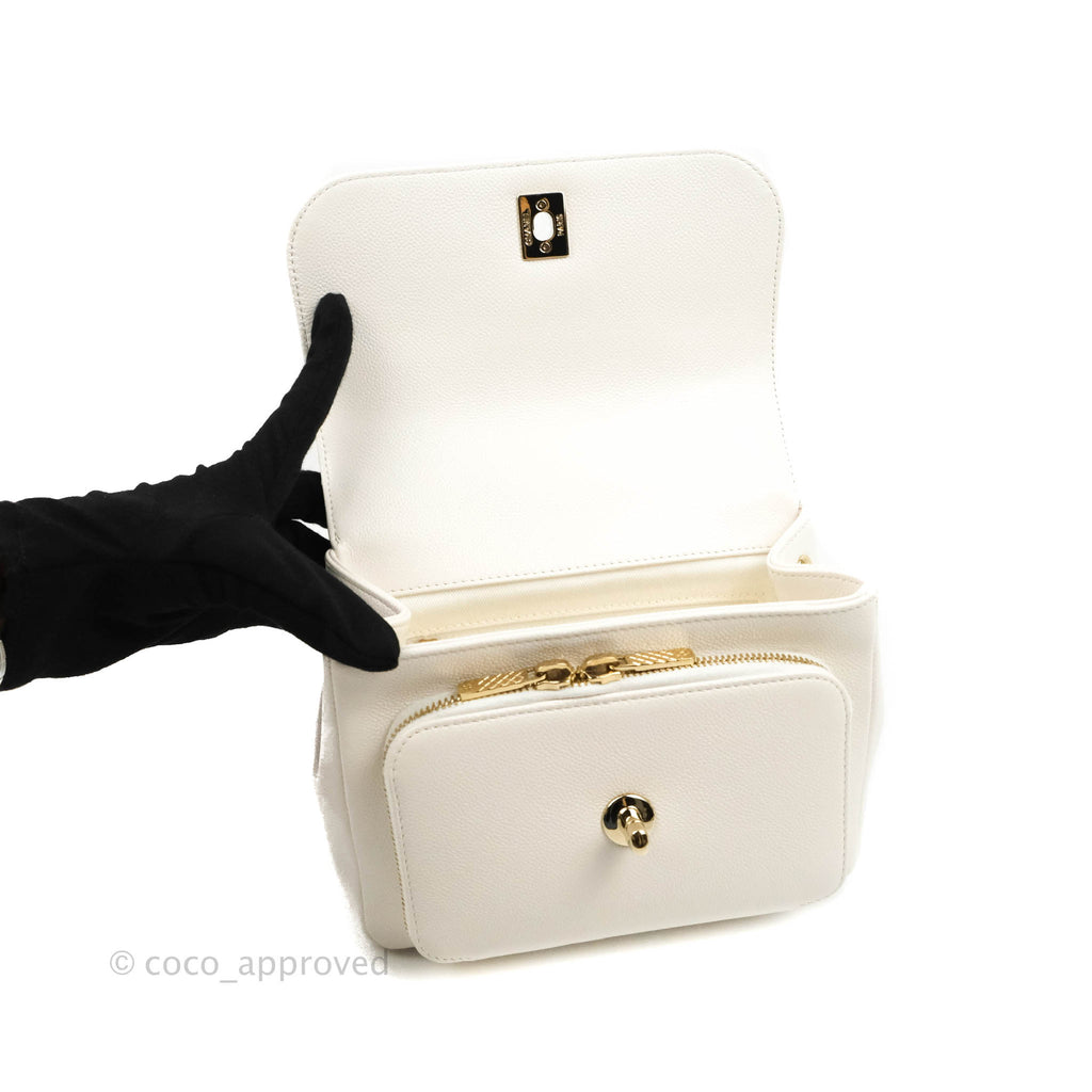 Chanel Quilted Small Business Affinity Flap White Caviar Gold Hardware