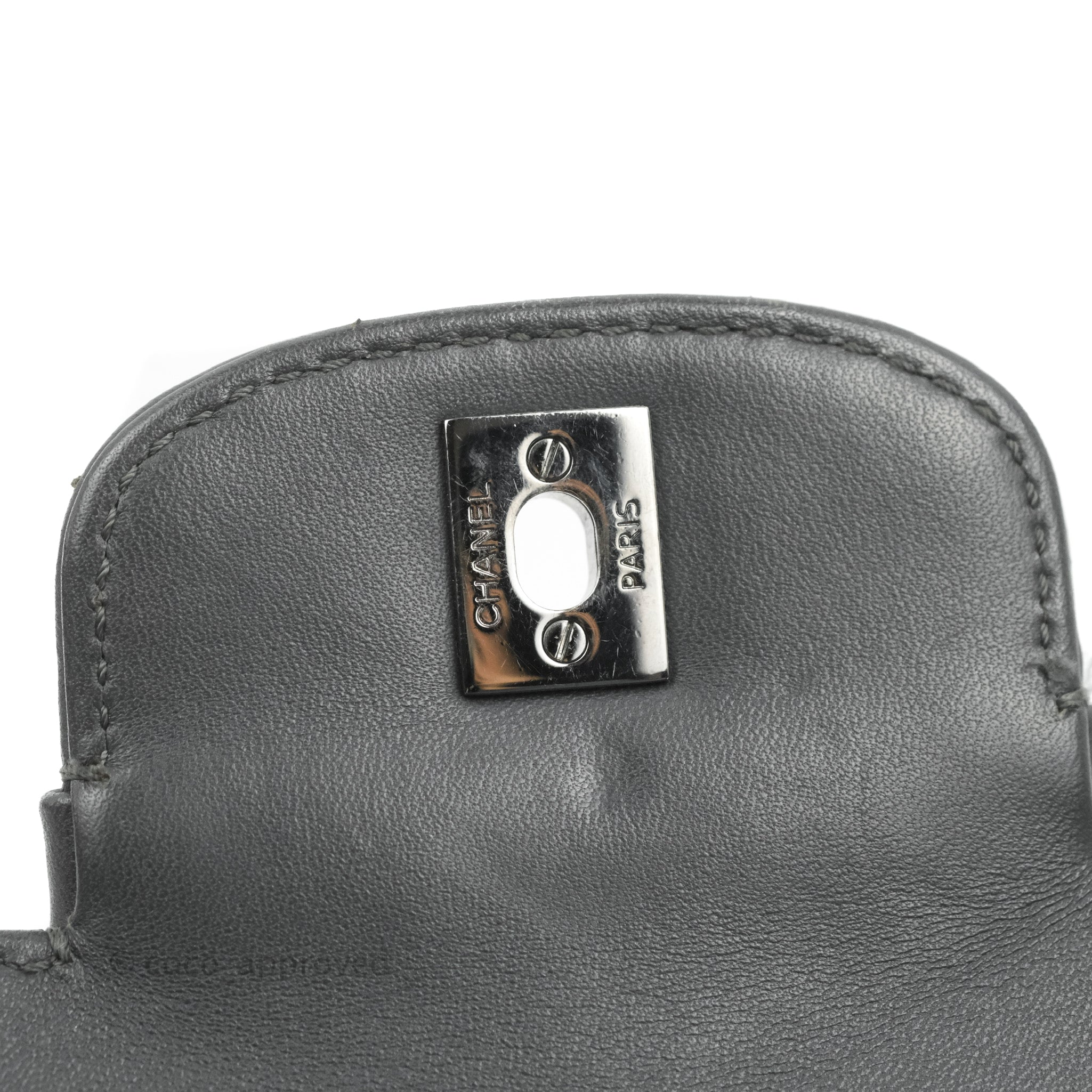 Chanel Quilted Jumbo Coco Loop Flap Dark Grey Lambskin Silver Hardware