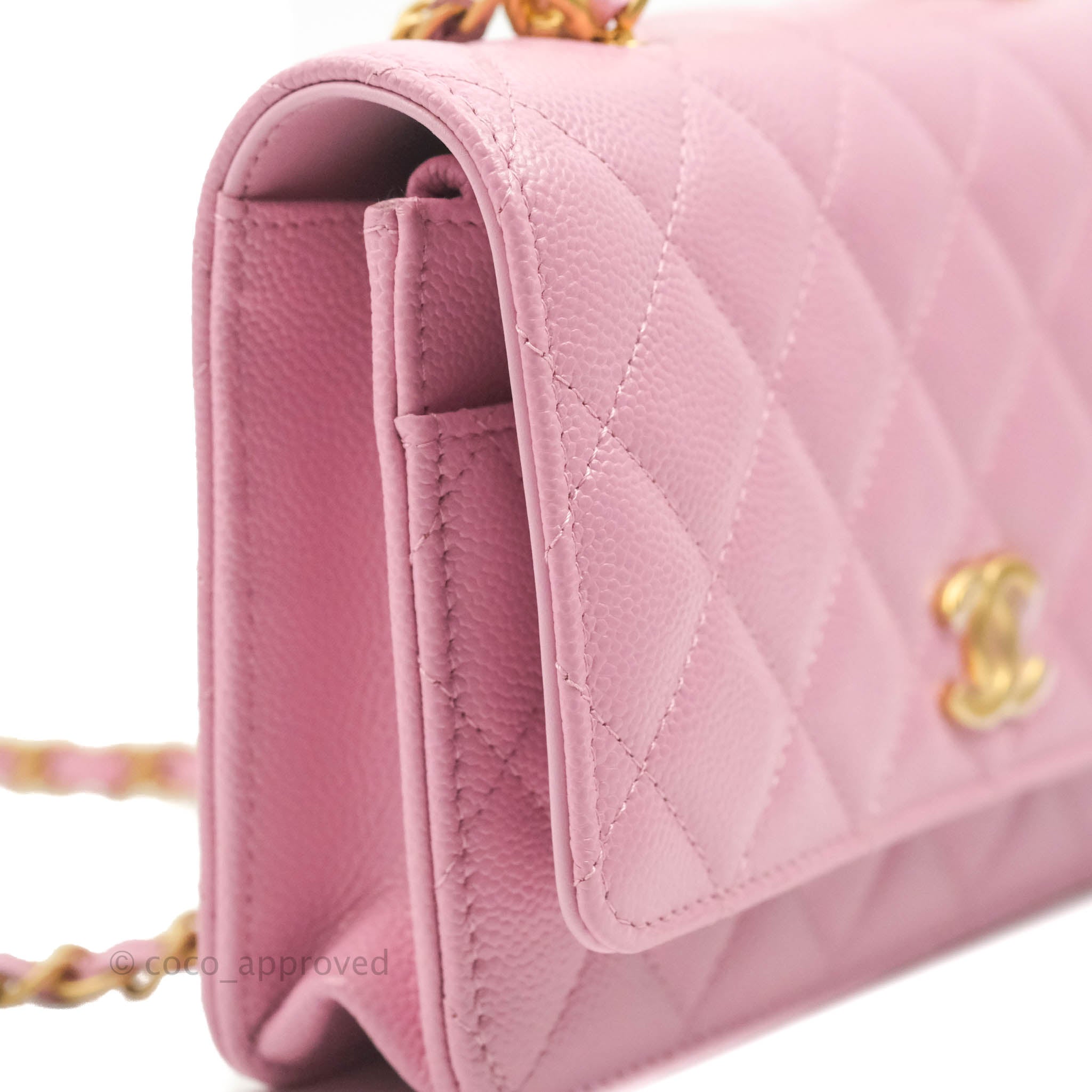 NIB 19C Chanel Caviar Pink Classic Wallet on Chain WOC Flap Bag GHW   Boutique Patina