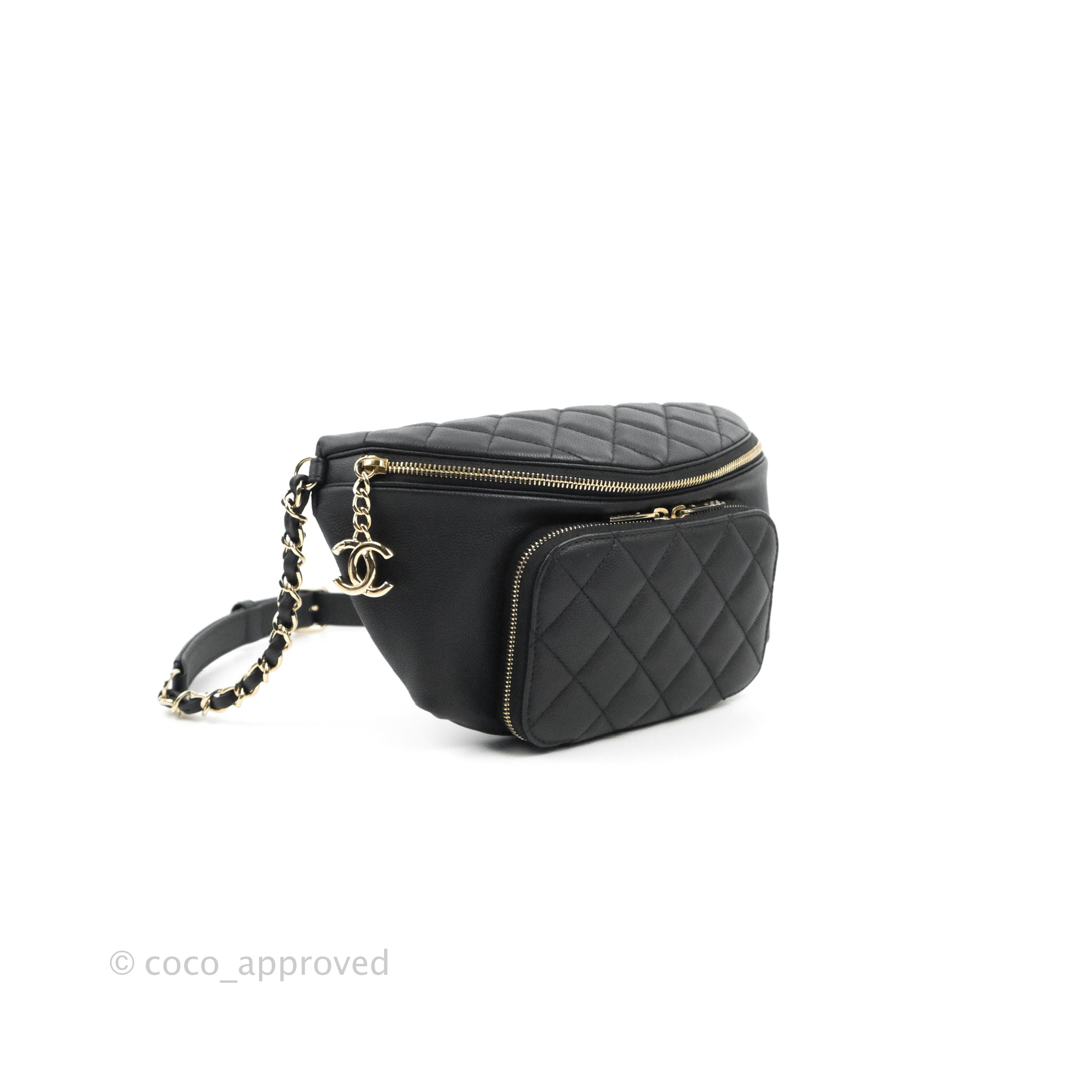 Chanel Business Affinity Waist Bag Quilted Caviar Medium Black 1151232