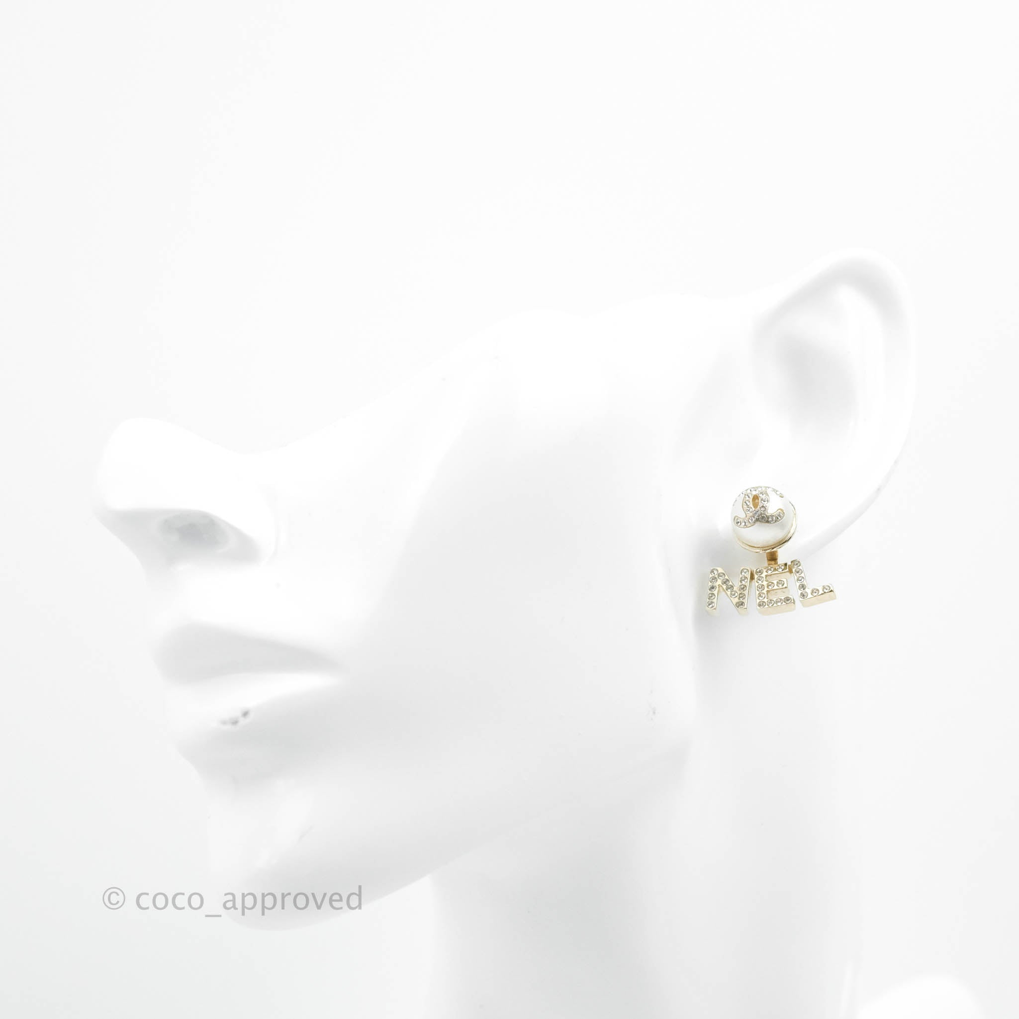 Chanel 2023 Crystal Lambskin Chain CC No. 5 Drop Earrings