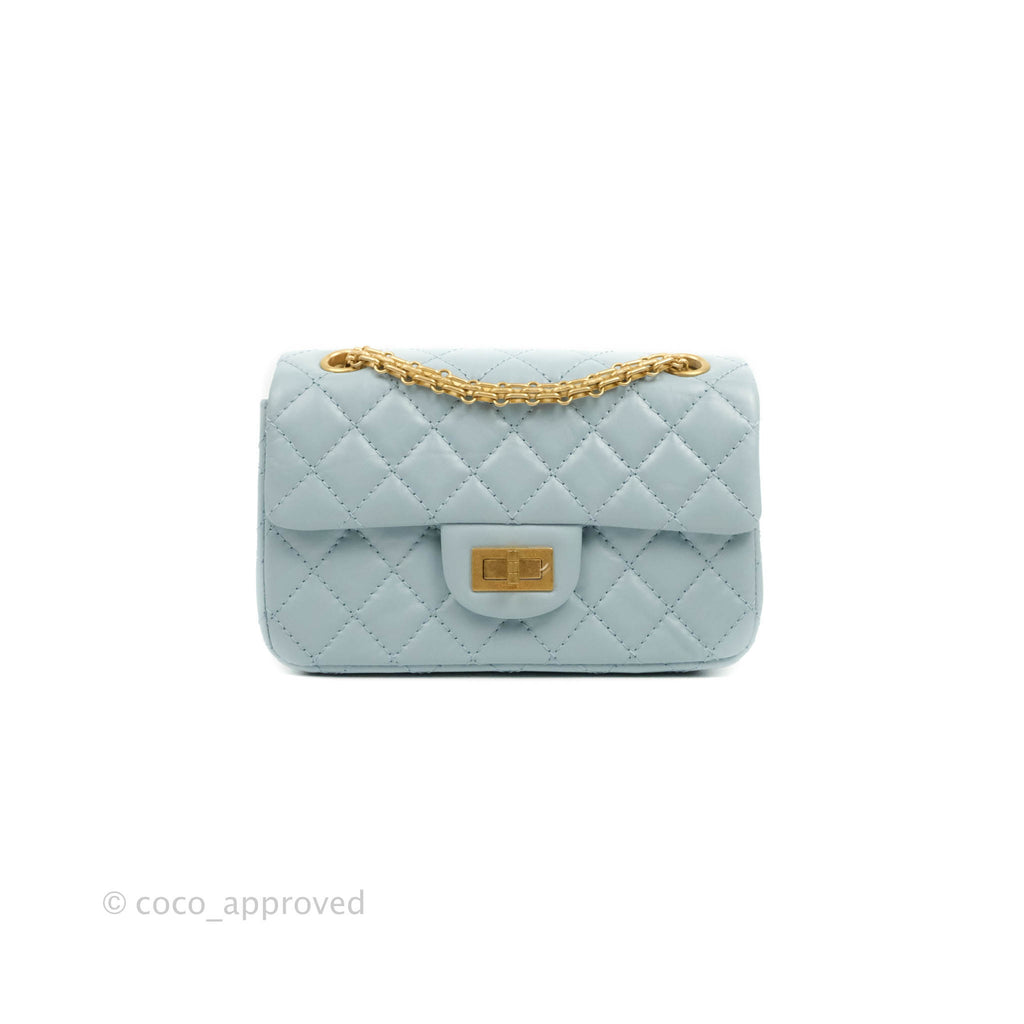Chanel Mini Reissue 224 Light Blue Aged Calfskin Aged Gold Hardware