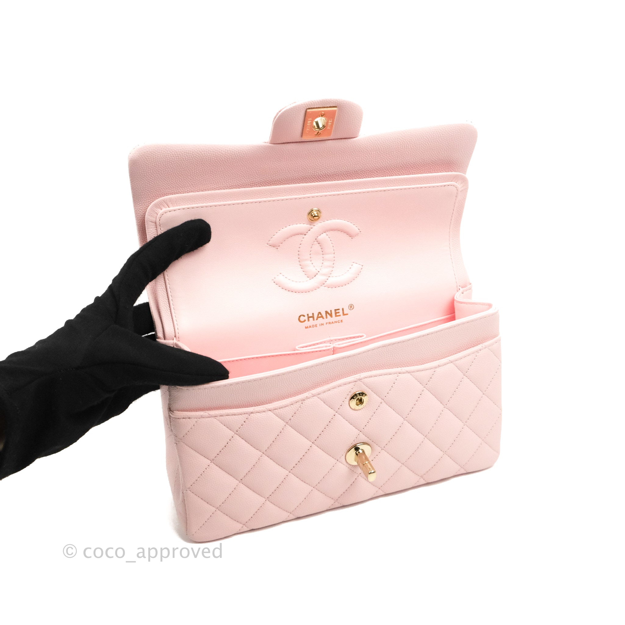 CHANEL 22C Pink Caviar Small Classic Flap LGHW *New - Timeless