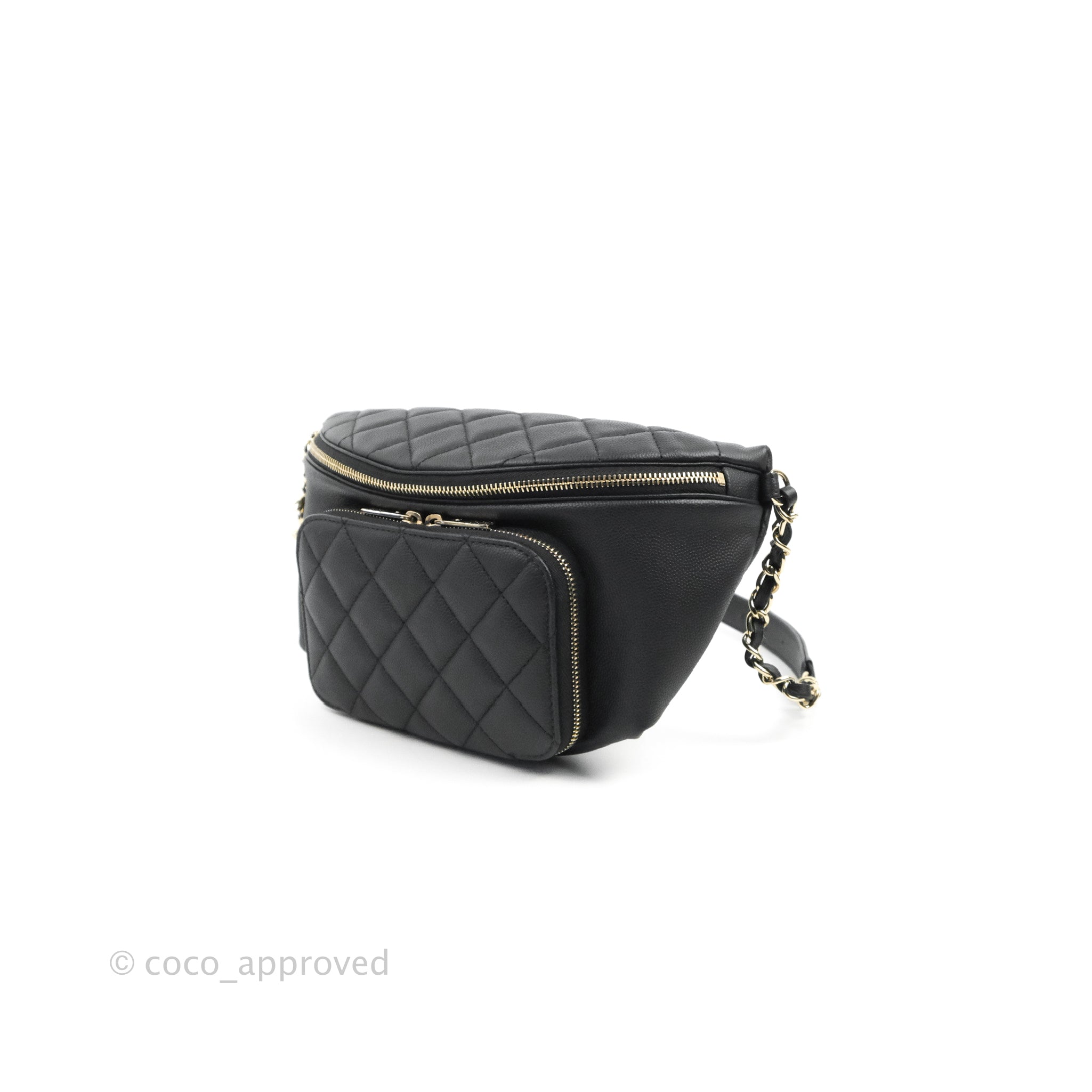 Vintage CHANEL 2.55 black fanny pack, belt bag with round flap and