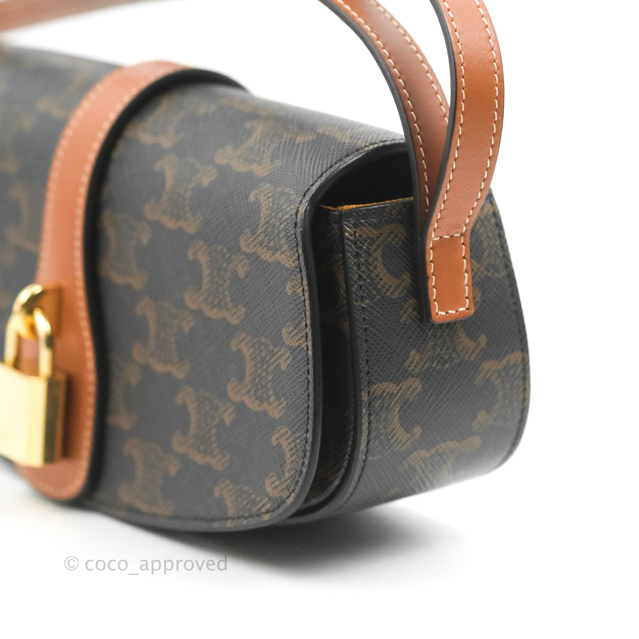 Celine Tabou Triomphe Canvas And Calfskin Clutch On Strap