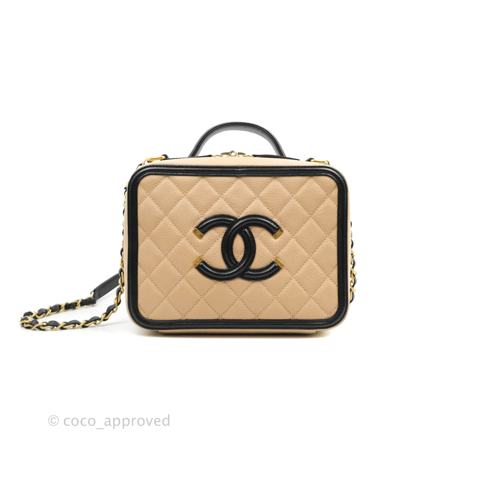 Chanel Beige Quilted Caviar Top Handle Small CC Filigree Vanity Case Pale Gold  Hardware, 2019 Available For Immediate Sale At Sotheby's