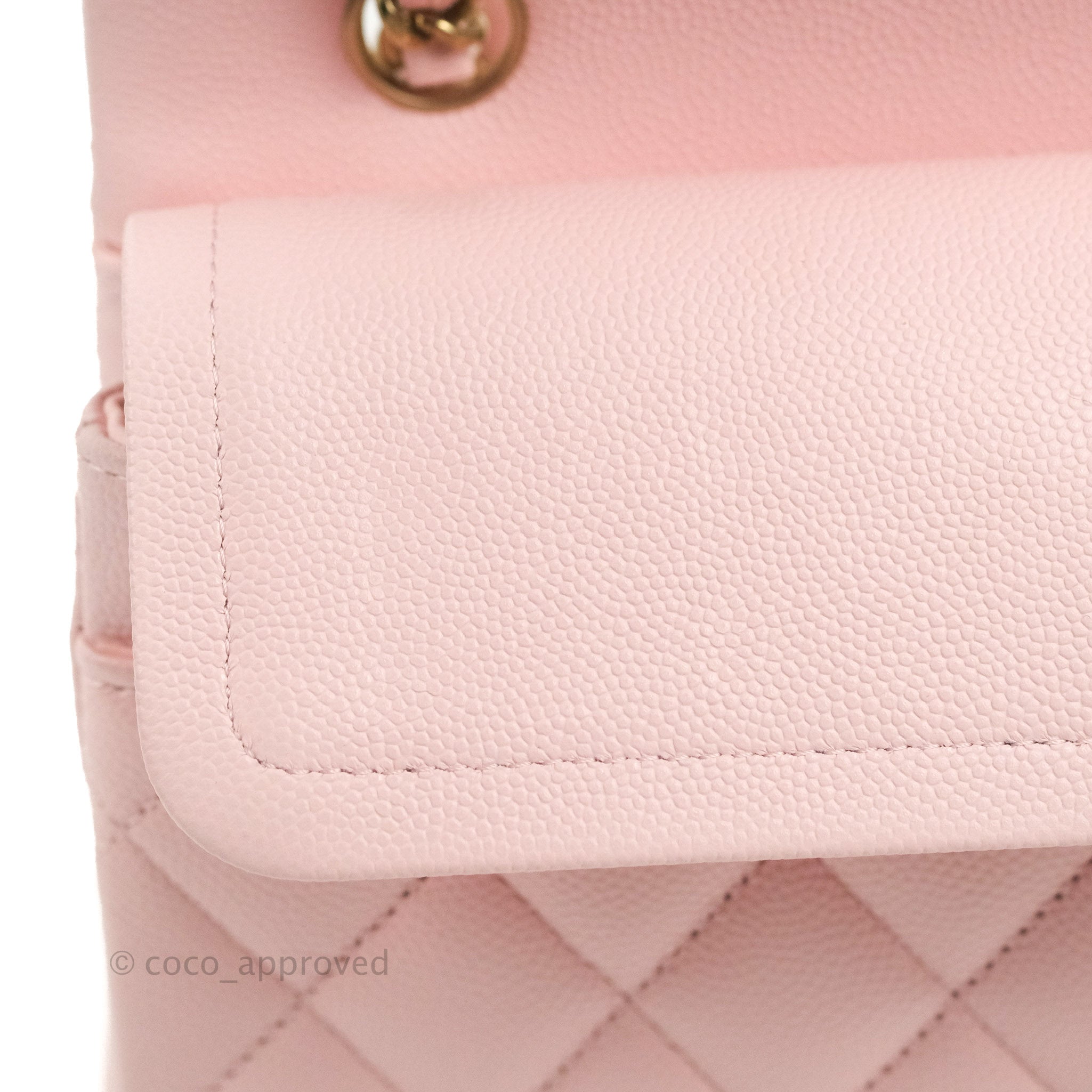 Chanel Classic Small S/M Flap Pink Caviar Gold Hardware 21P – Coco