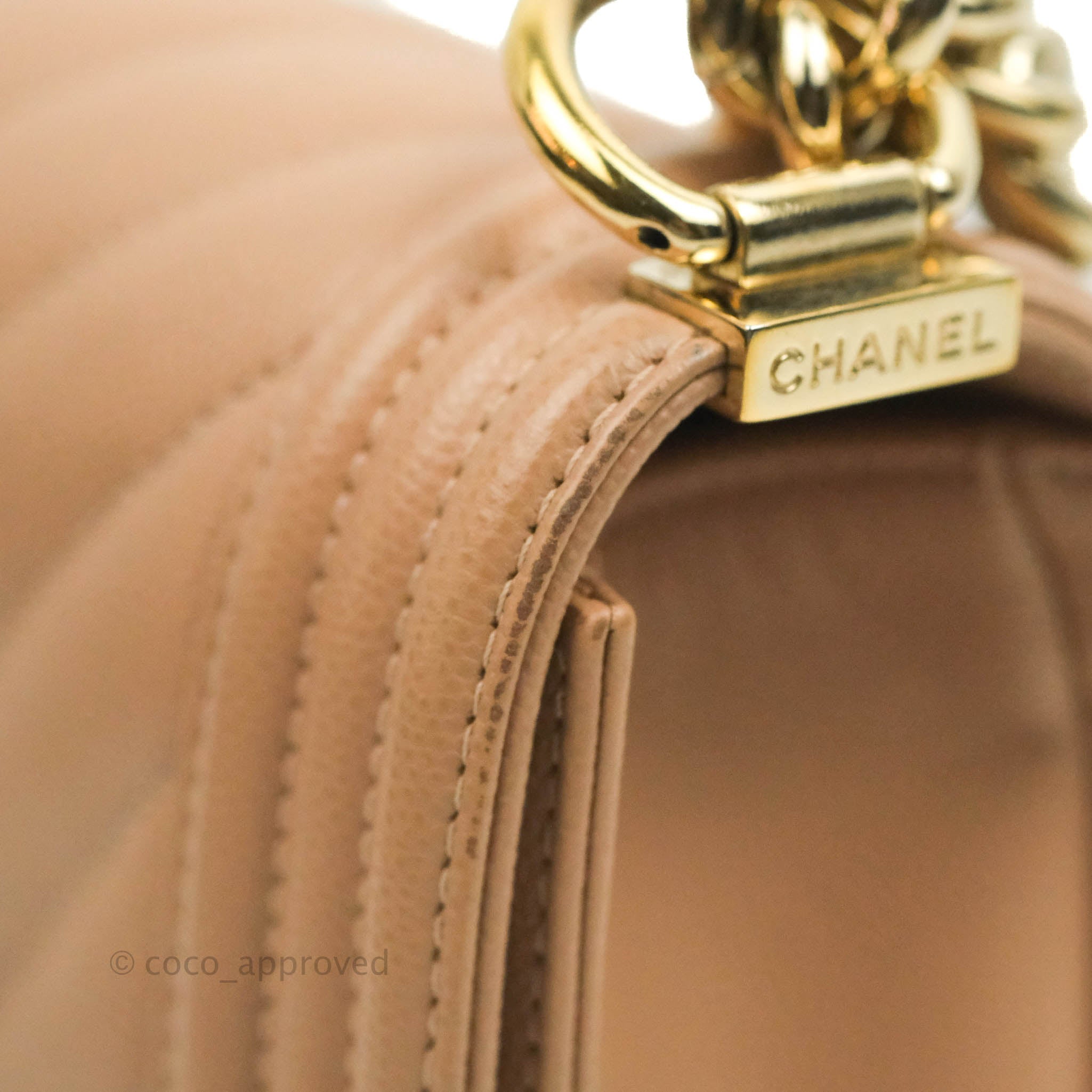 Chanel boy bag online dark beige