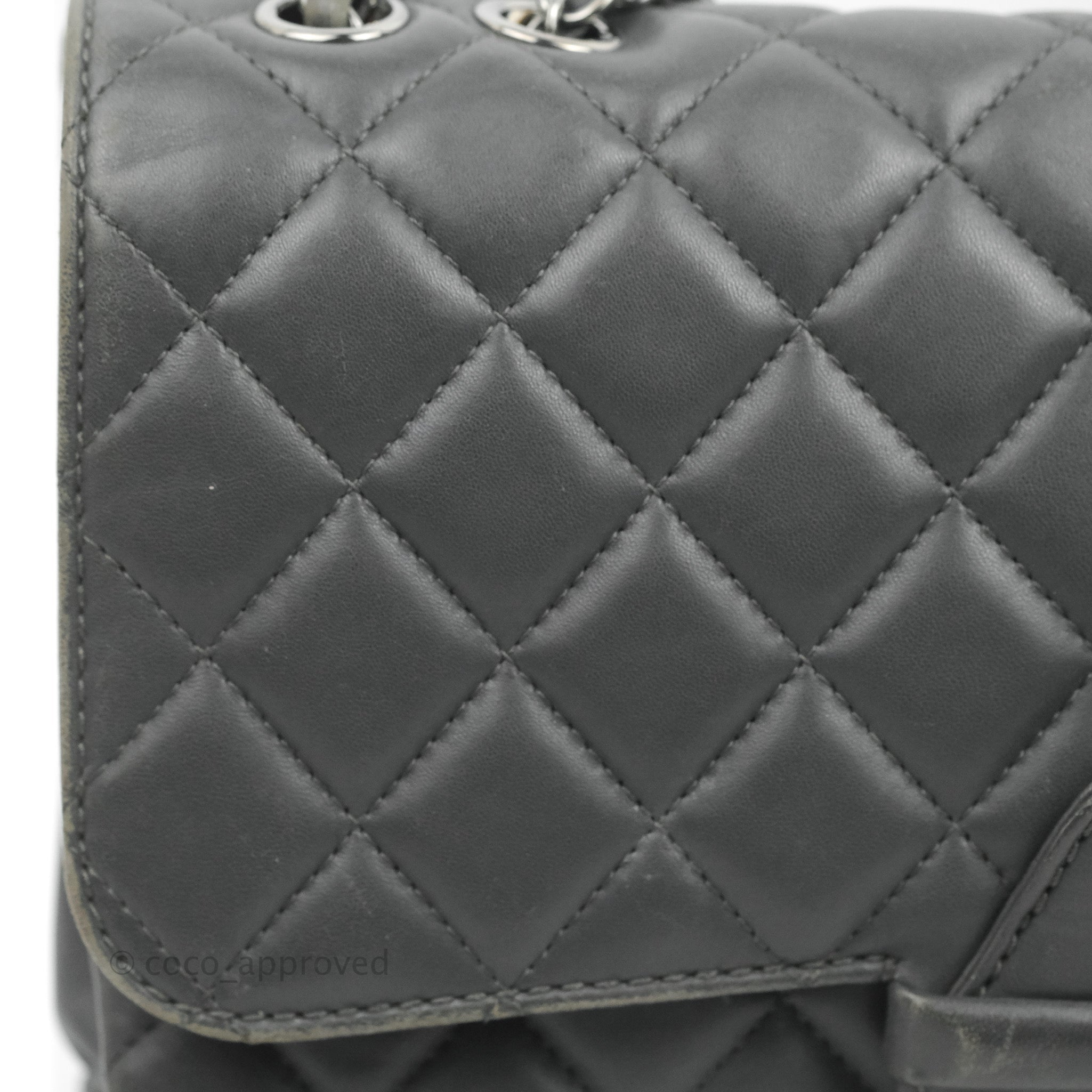 CHANEL Lambskin Quilted Small Coco Lux Flap Grey 332484