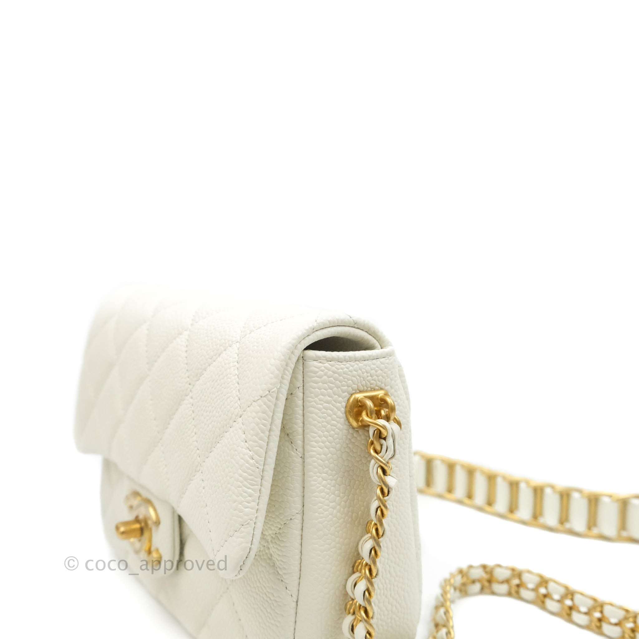 CHANEL, Bags, Chanel Chain Soul Flap Bag Quilted Caviar Mini White