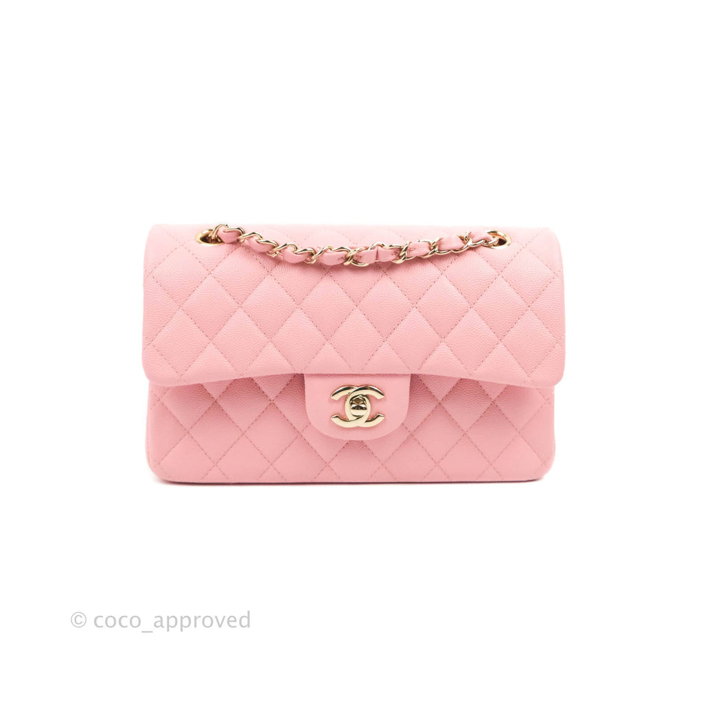 Chanel Classic Small S/M Flap Pink Caviar Gold Hardware 