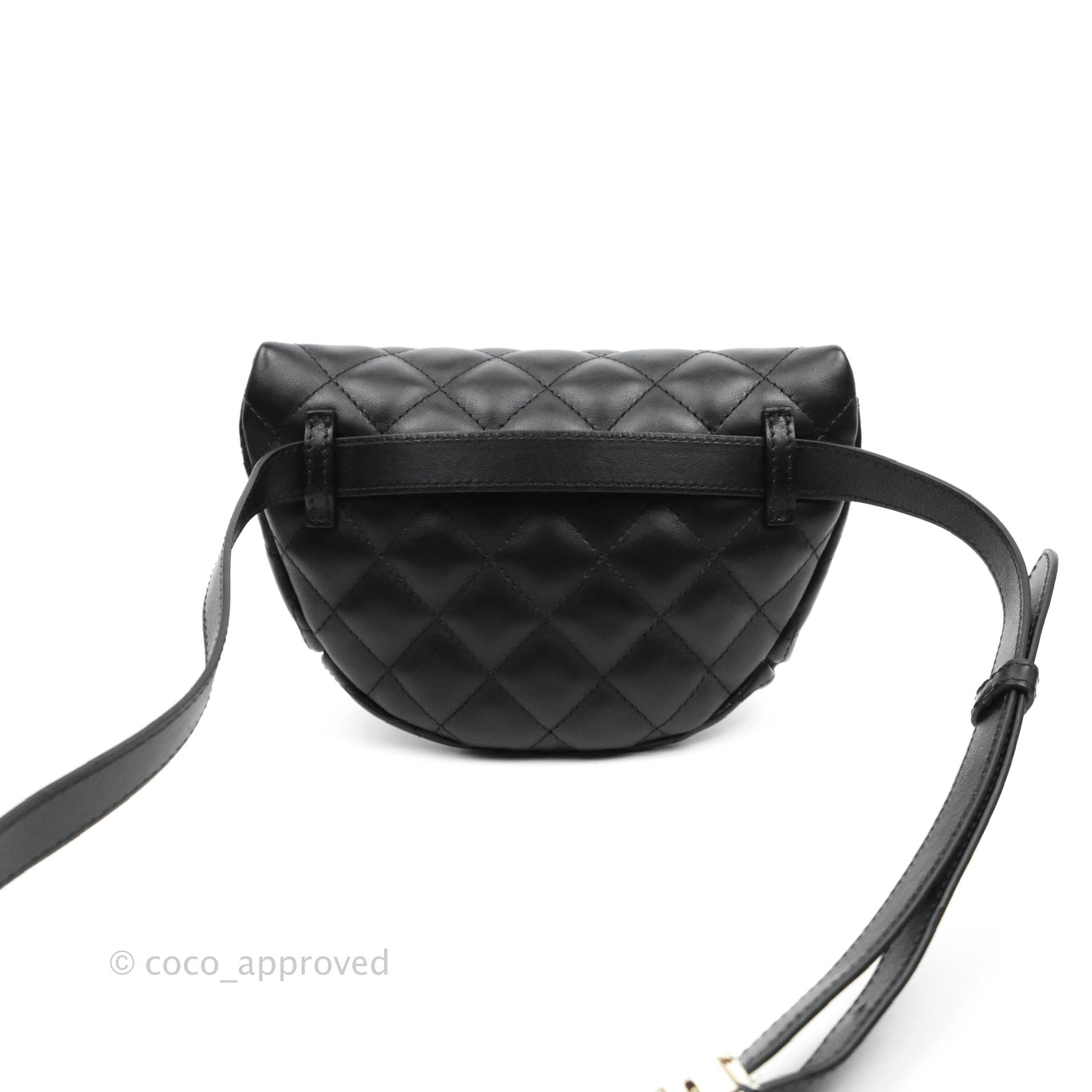 Chanel Quilted Belt Bum Bag Black Calfskin Silver Hardware
