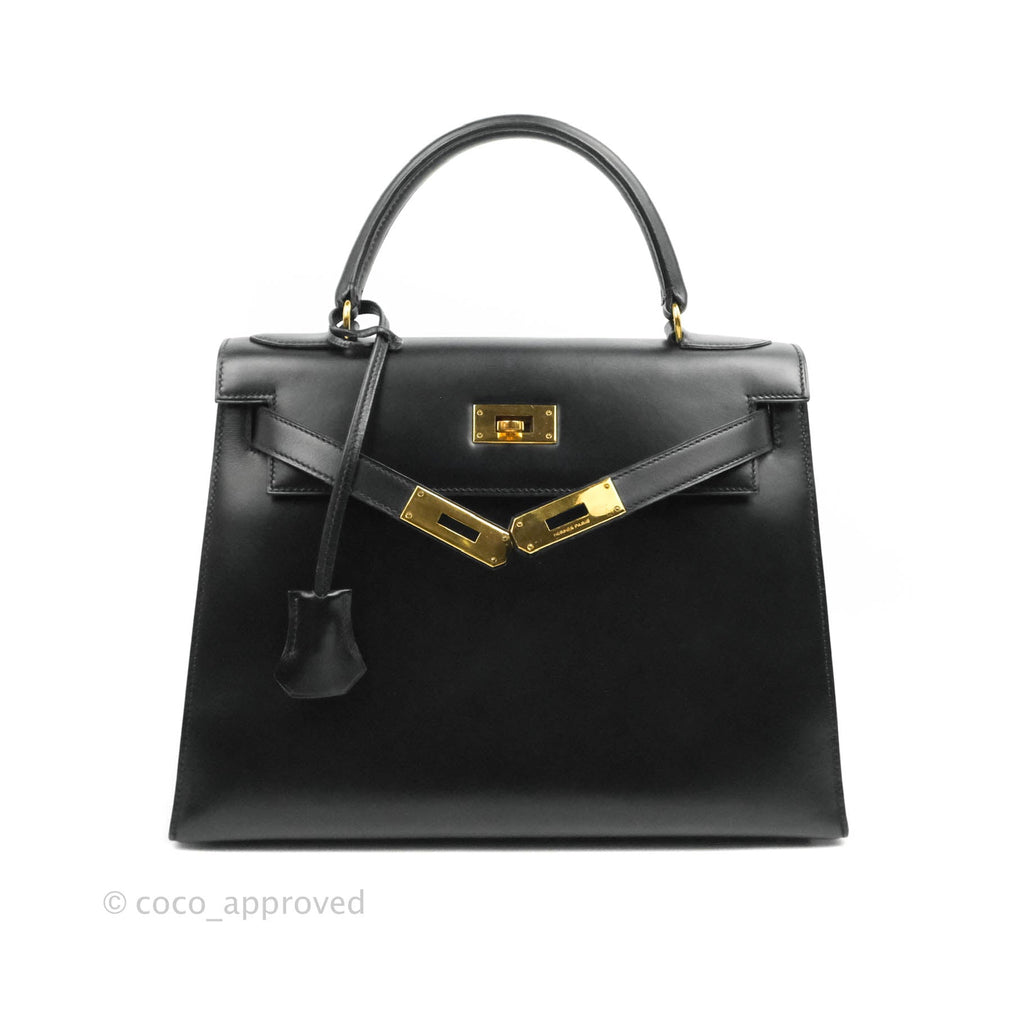 Hermès Kelly 28 Sellier Black Box Leather Gold Hardware