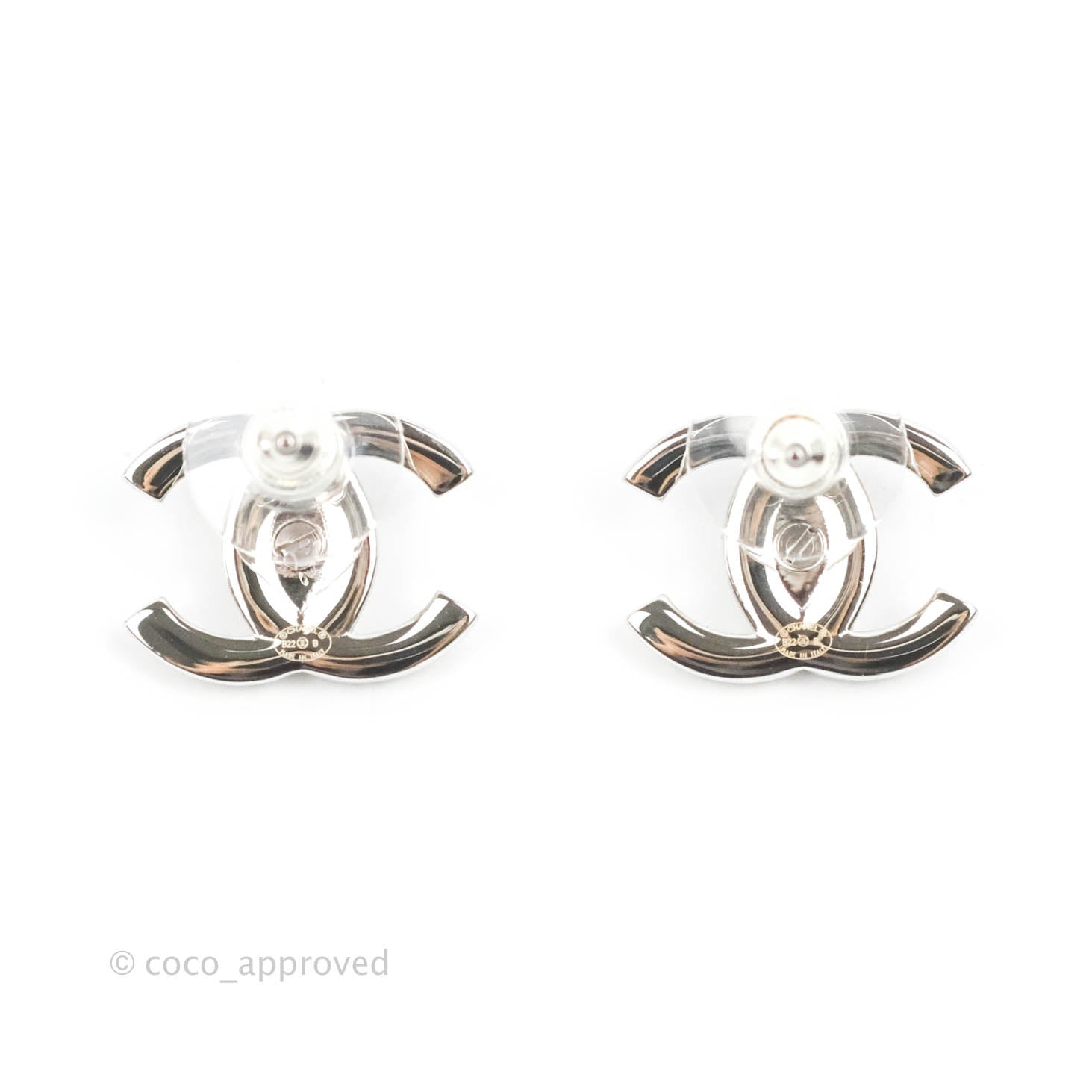 chanel earrings for women cc logo studs silver