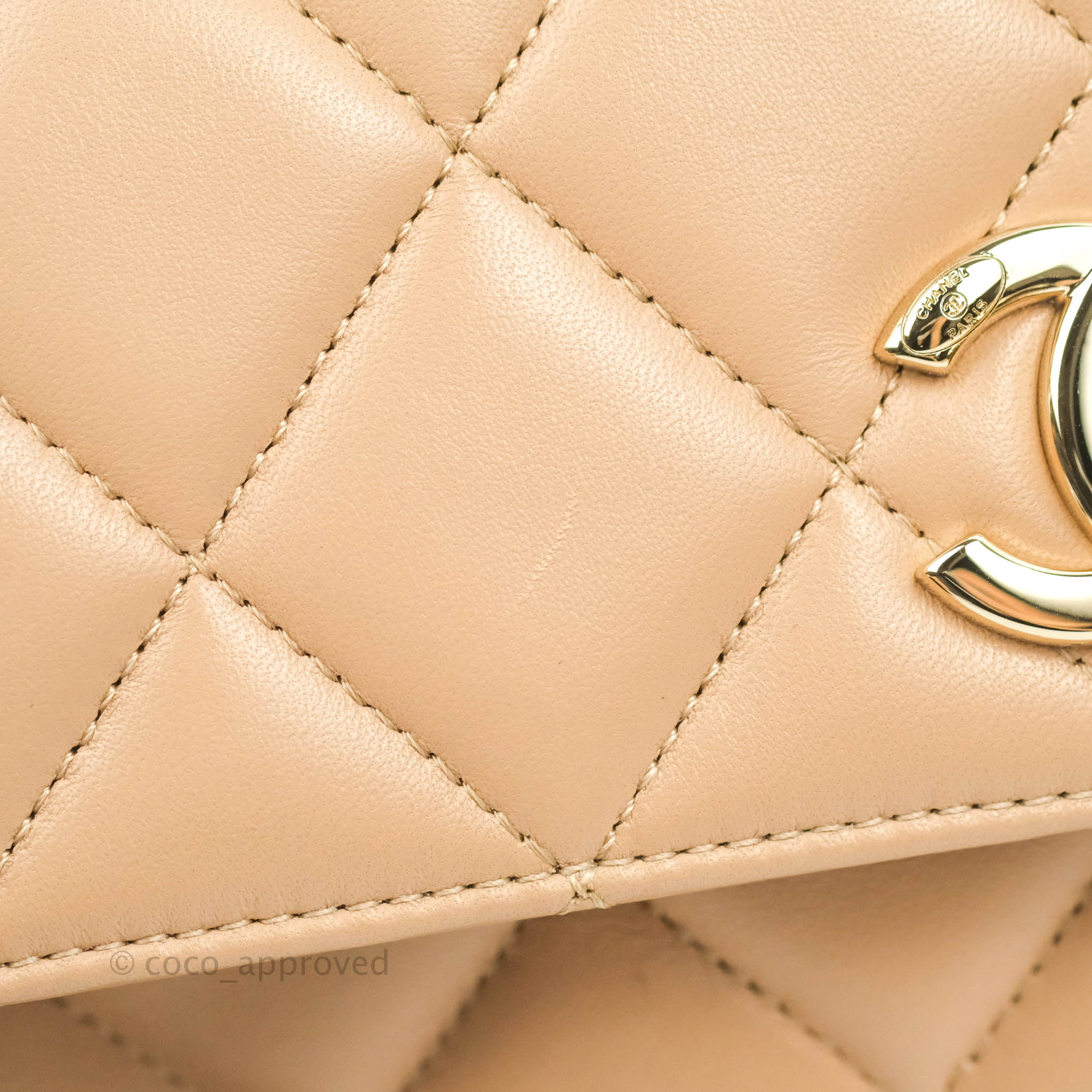 Chanel Trendy CC Small Beige Lambskin Gold Hardware 22S – Coco Approved  Studio