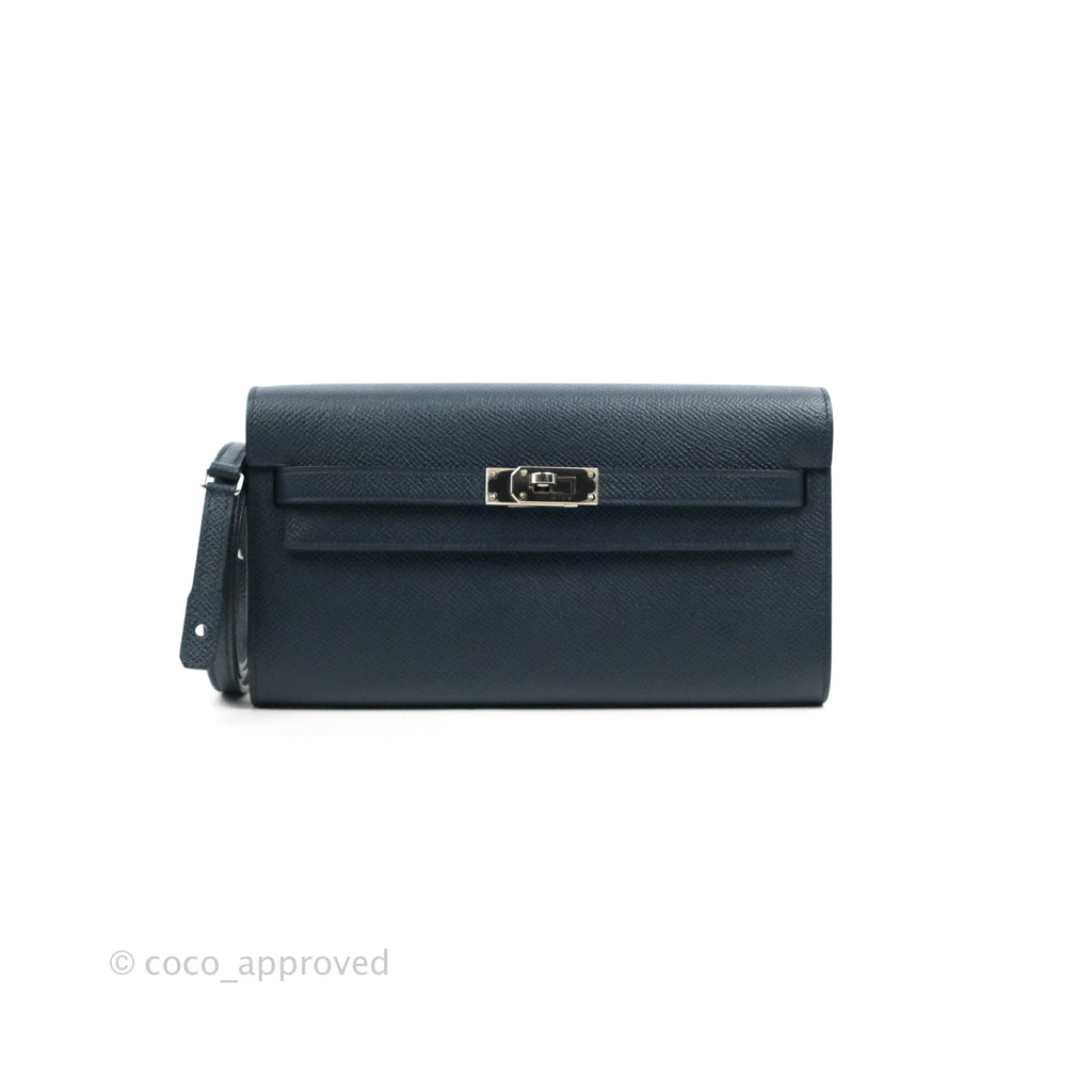 Hermès Epsom Kelly To Go Wallet Midnight Blue Palladium Hardware