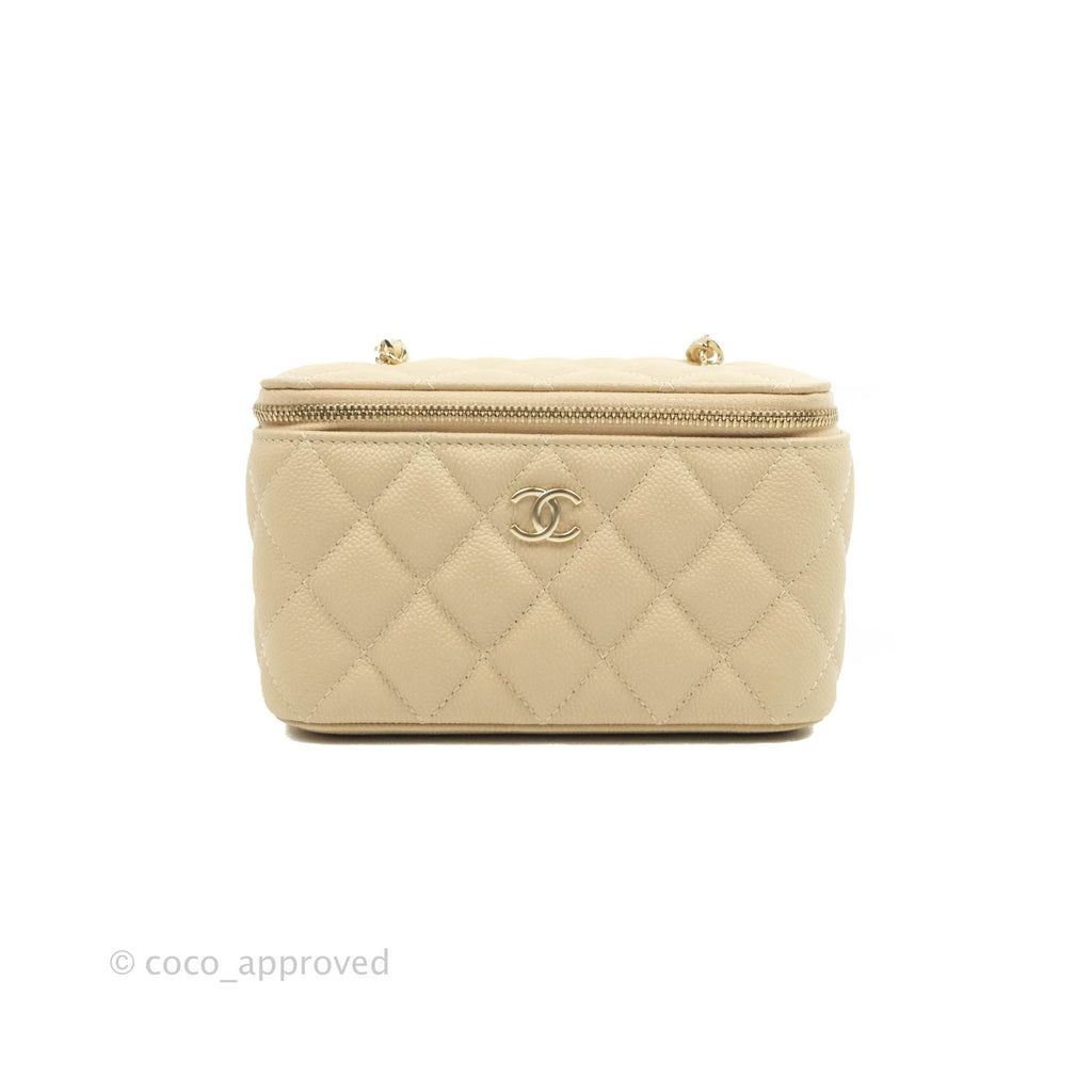 Chanel Vanity with CC Chain Light Beige Caviar Gold Hardware