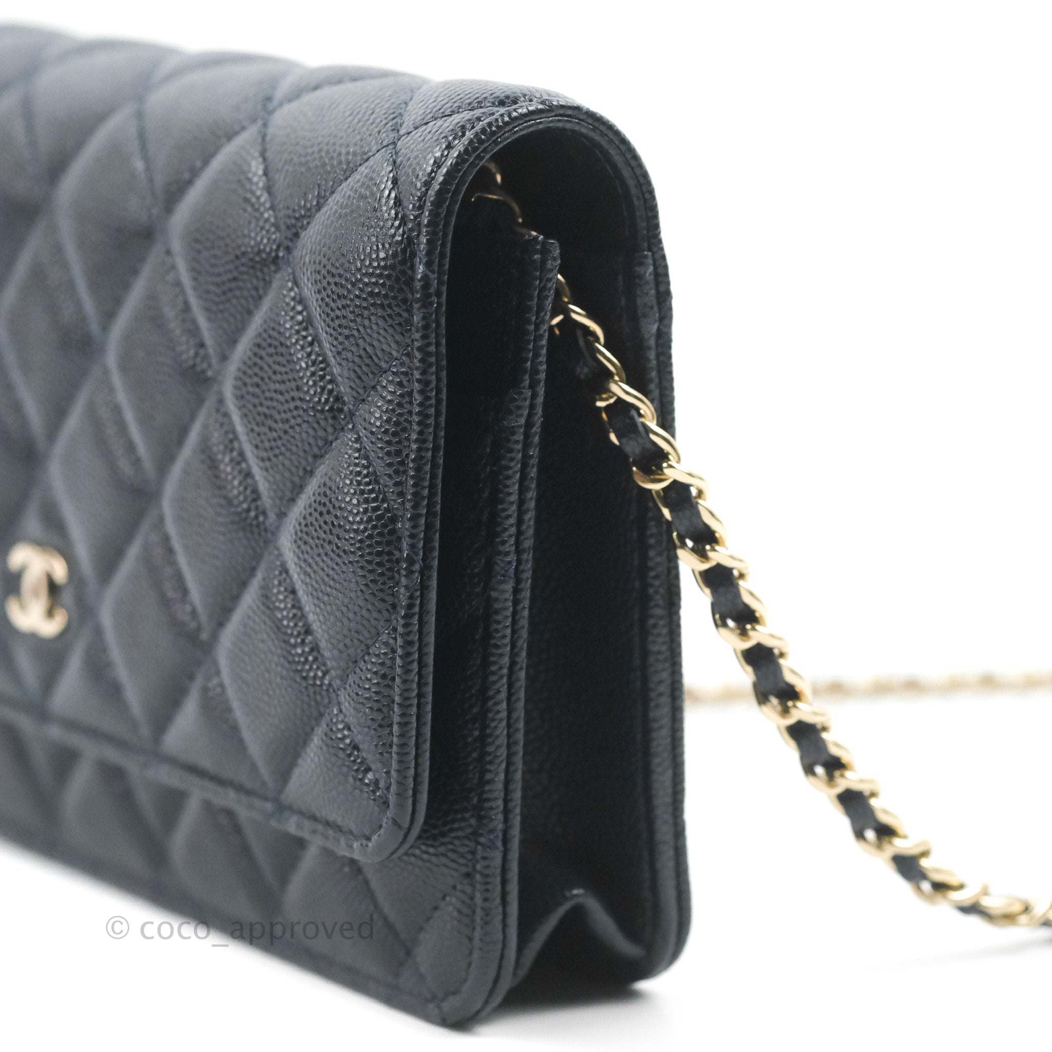 Chanel Quilted Wallet on Chain WOC Blue Lambskin Silver Hardware