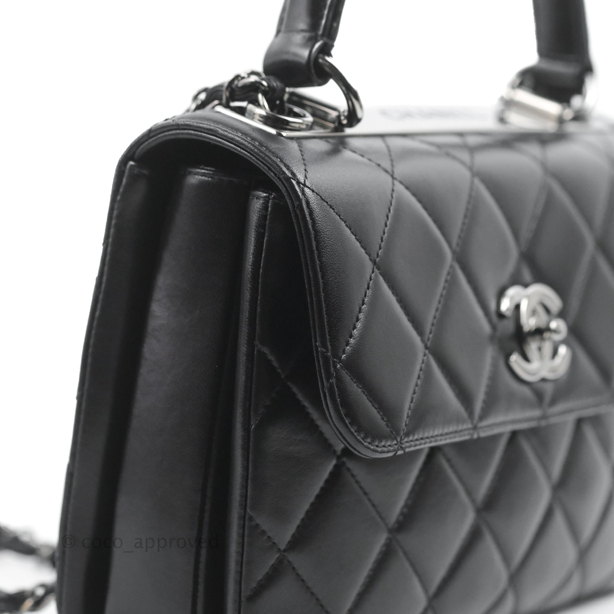 Chanel Black Quilted Lambskin And Multicolor Tweed Elegant Trim