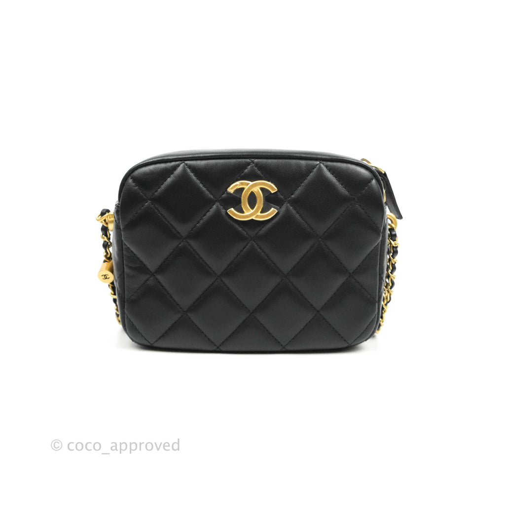 Chanel My Perfect Camera Pearl Adjustable Strap Black Lambskin Gold Hardware