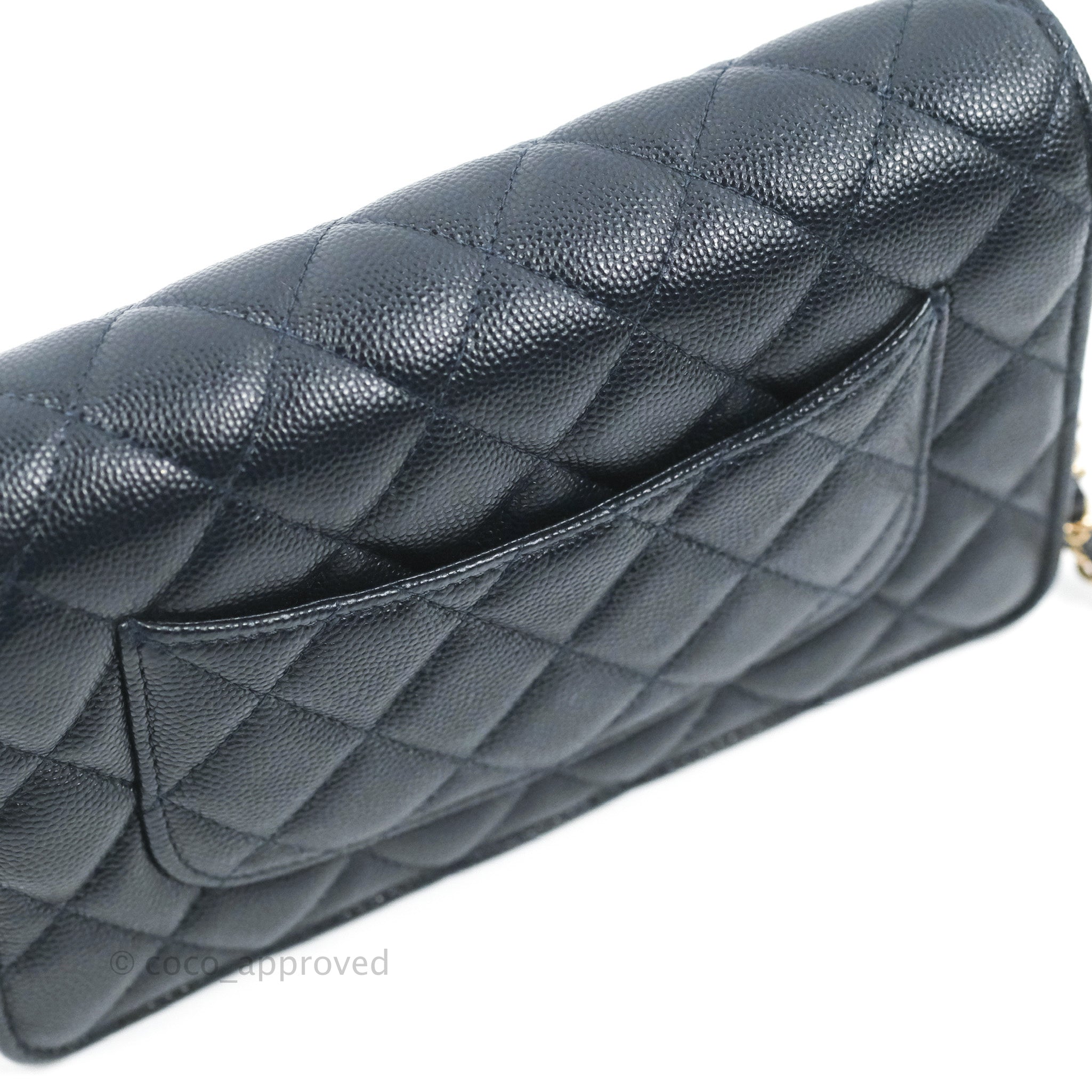Chanel Quilted Classic Wallet on Chain WOC Navy Caviar Gold Hardware