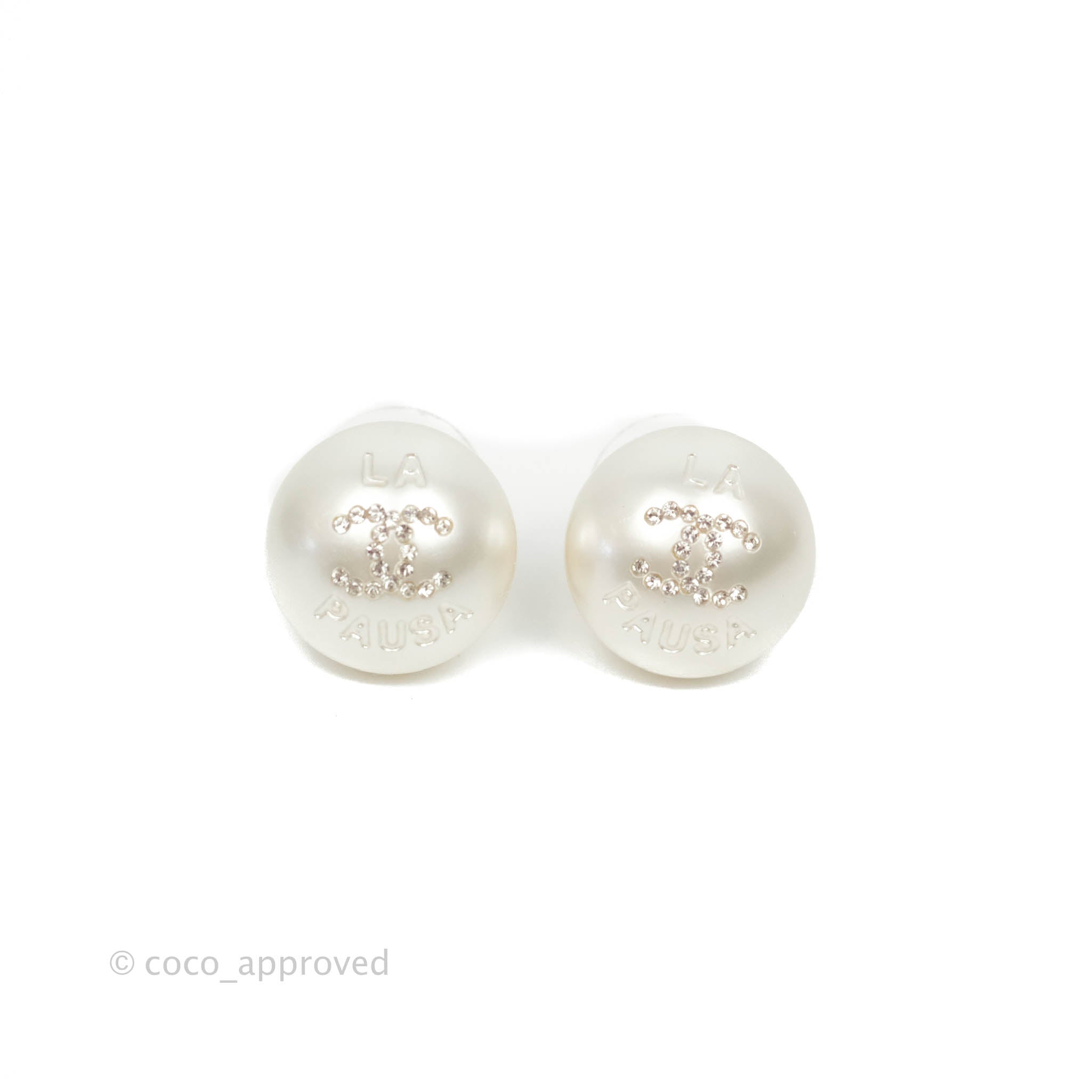Chanel Pearl Crystal CC La Pausa Earrings – Coco Approved Studio
