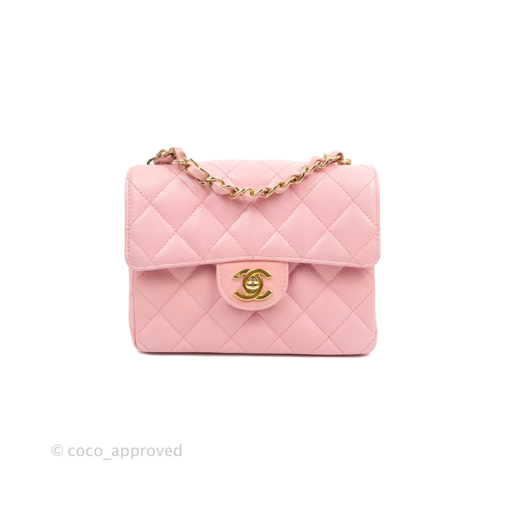 Chanel Quilted Vintage Mini Square Flap Pink Caviar Pink Hardware