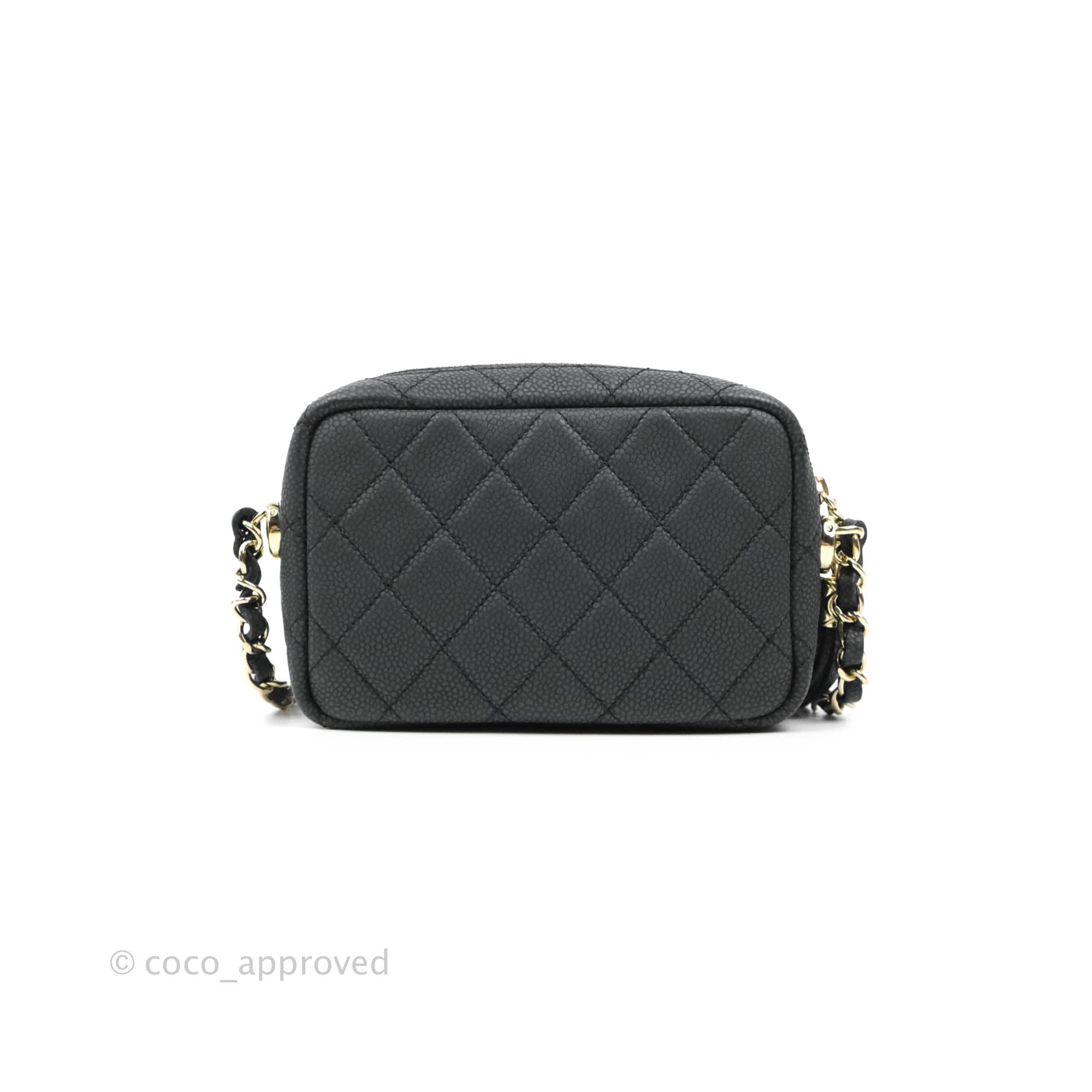 CHANEL Caviar Quilted CC Day Camera Case White 494413