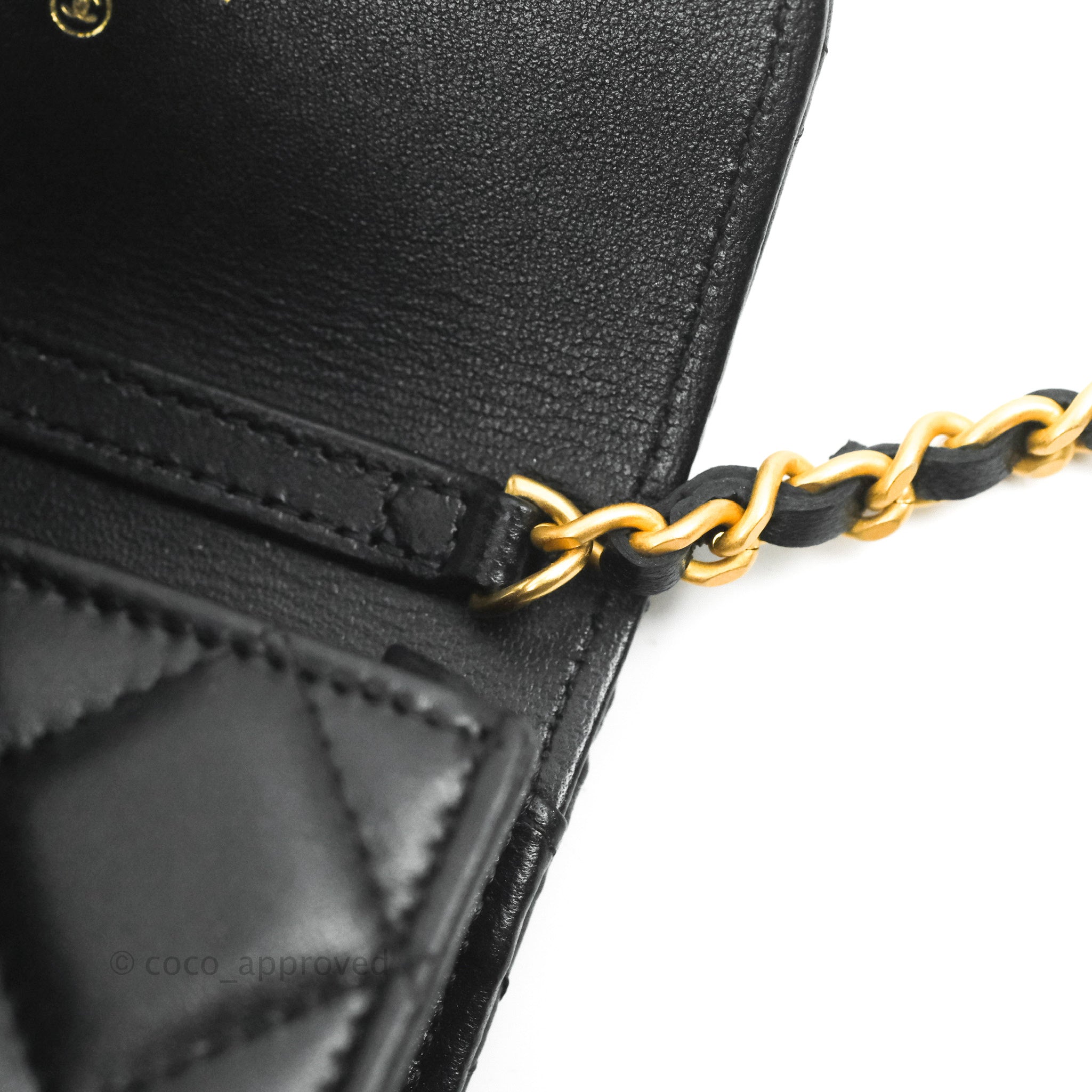 Chanel Wallet on Chain Black Camellia Lambskin Leather and