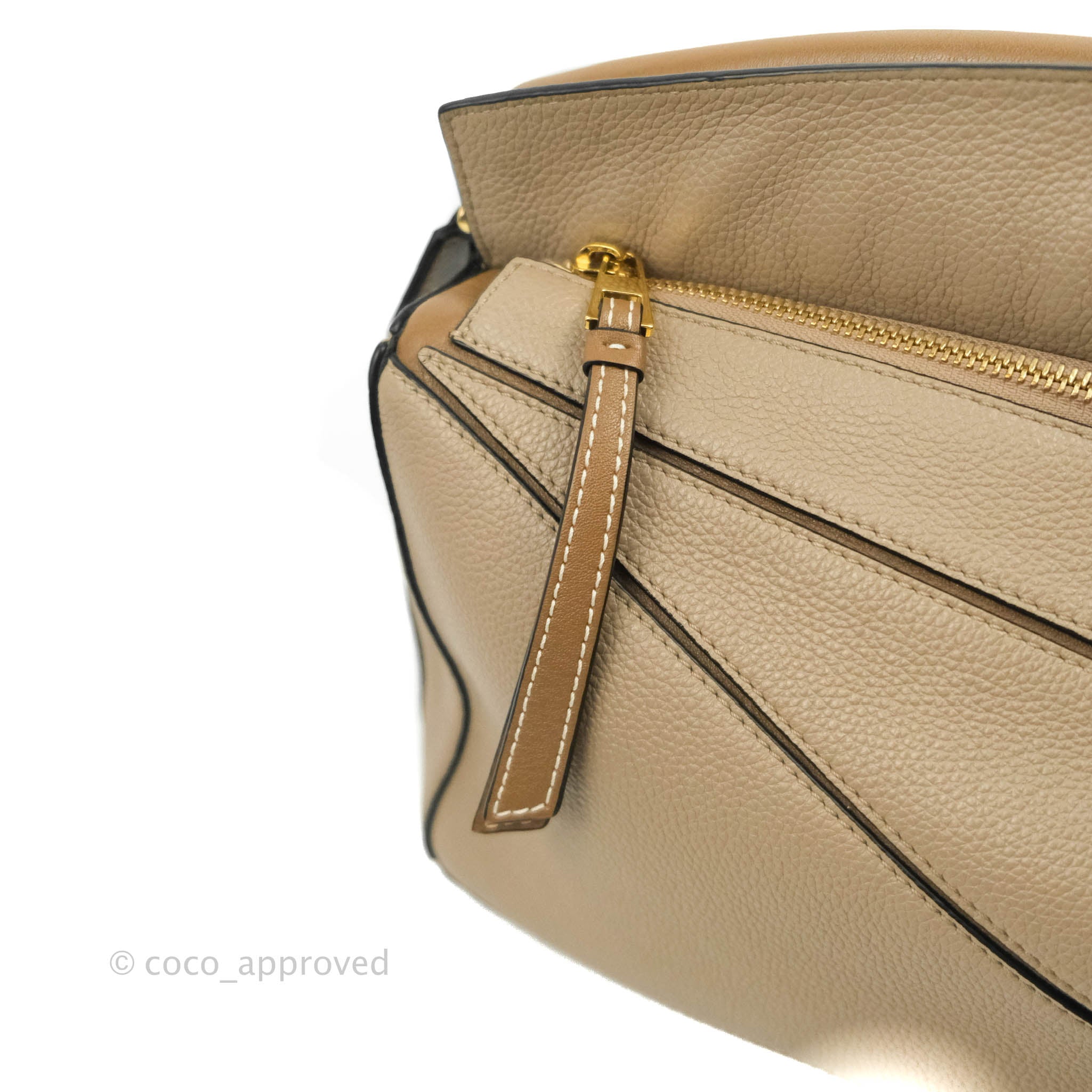 LOEWE Grained Calfskin Small Puzzle Bag Sand Mink 1296408