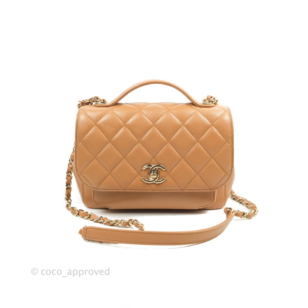 Chanel Quilted Medium Business Affinity Flap Caramel Caviar Gold Hardware