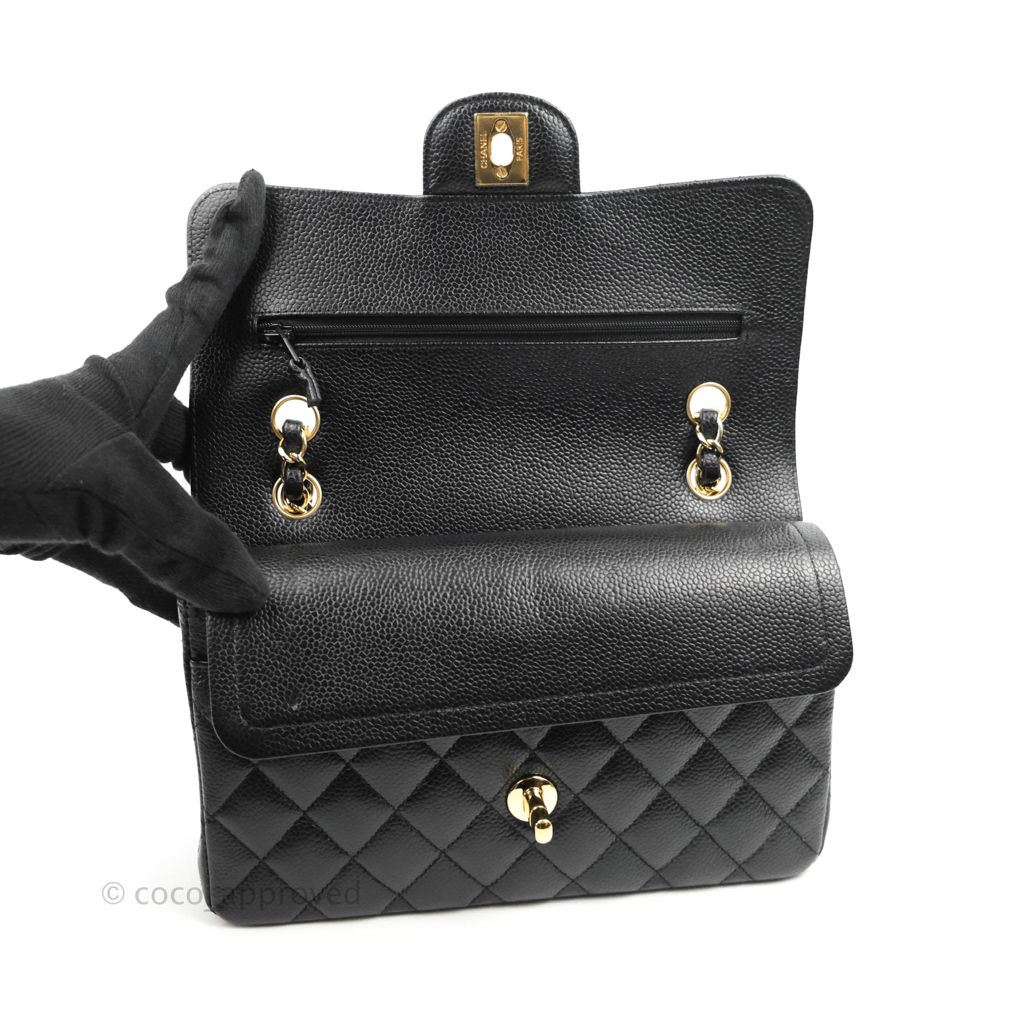 CHANEL Caviar Quilted Small Double Flap Black 1254407